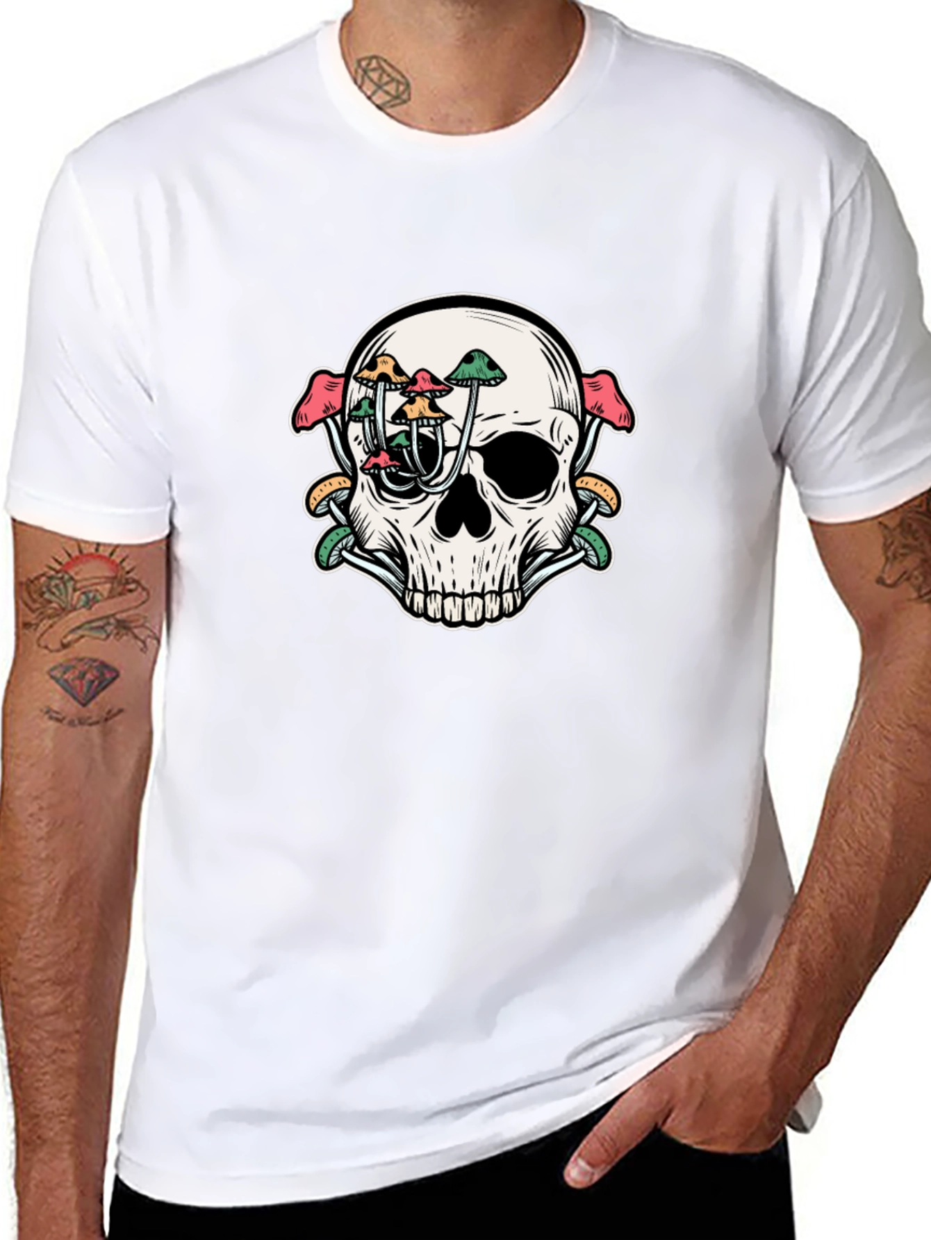 Mushroom Skull Graphic Tee - Unique Design