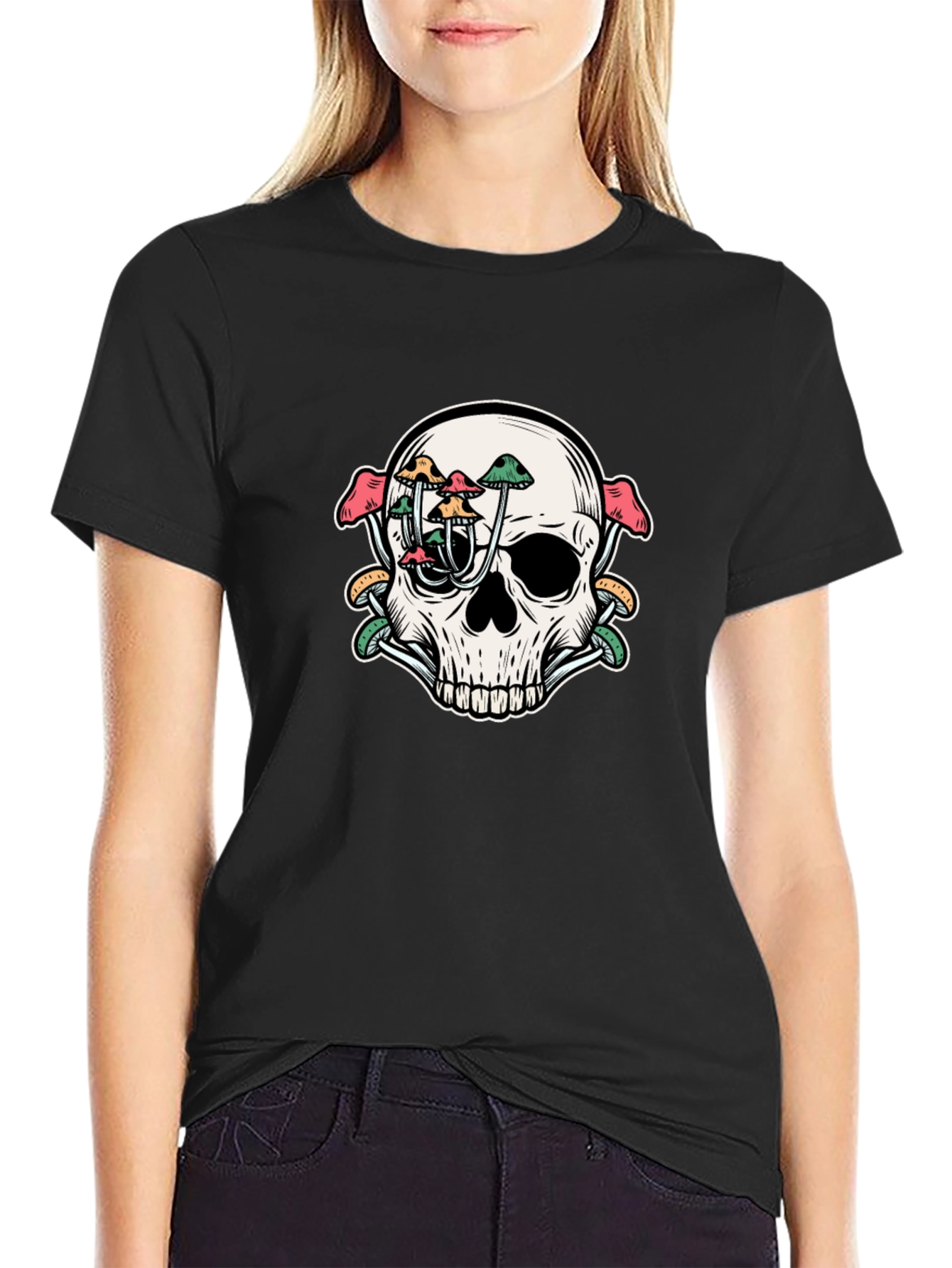 Mushroom Skull Graphic Tee - Unique Design