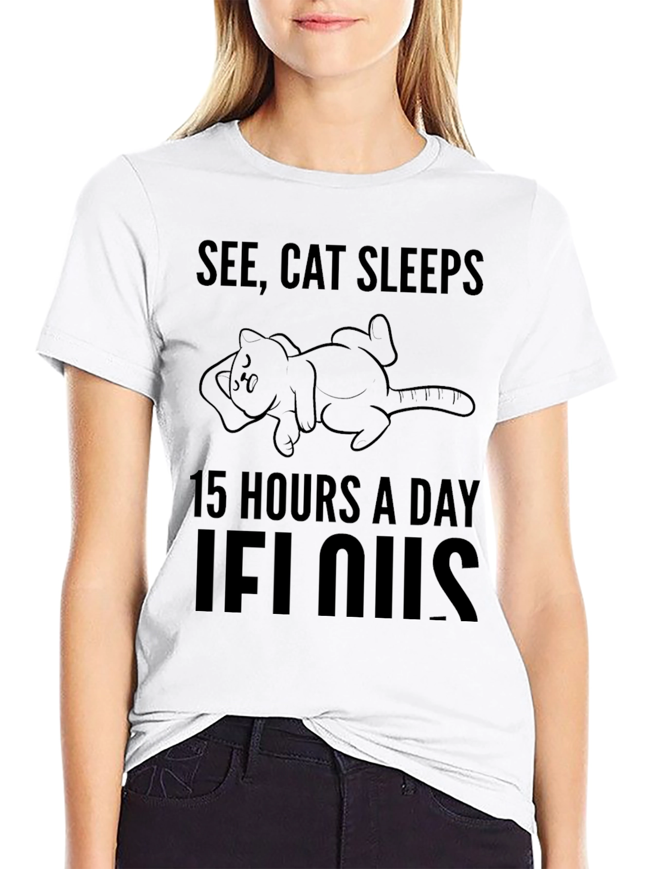 See Cat Sleeps Funny Graphic T-Shirt - Unisex