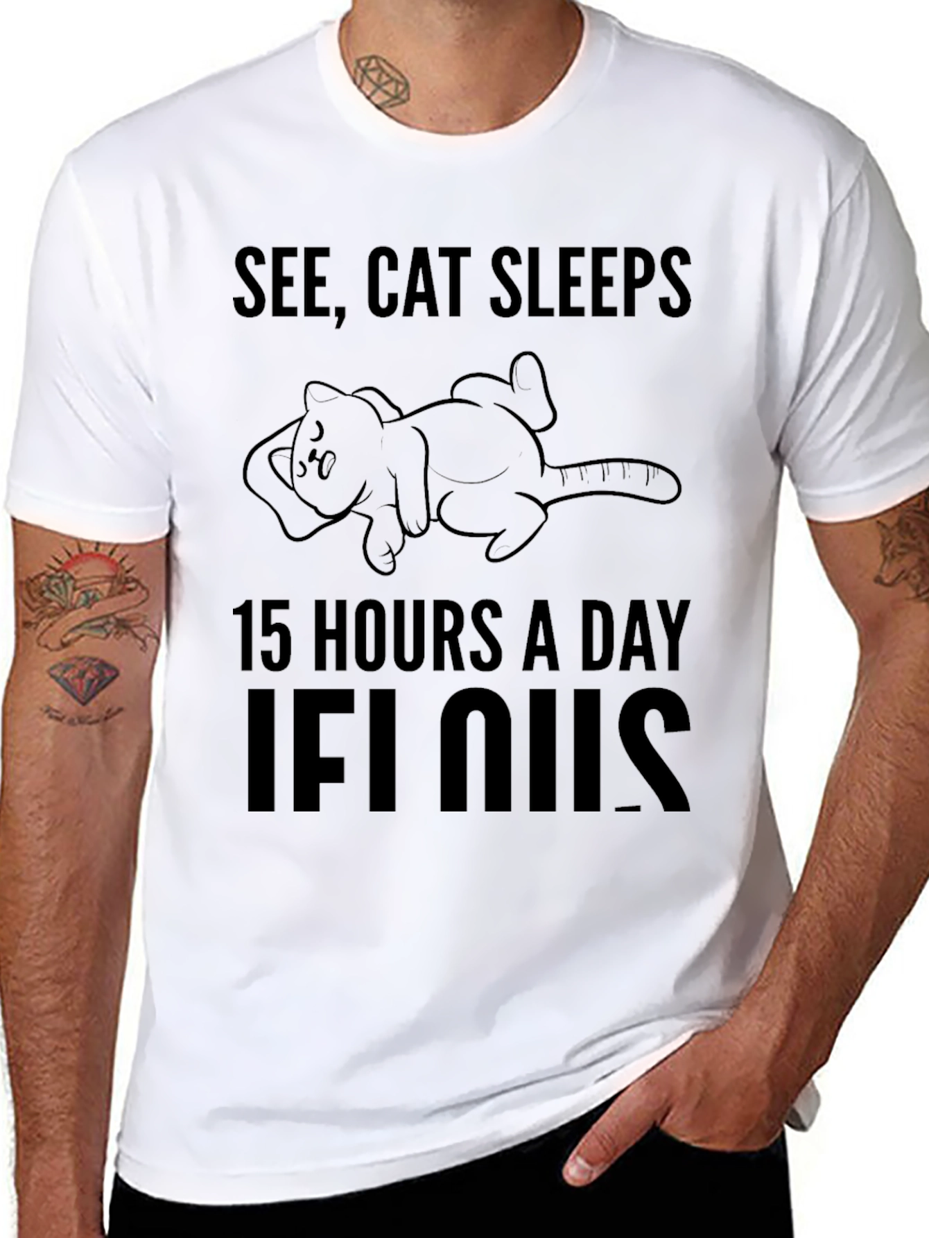 See Cat Sleeps Funny Graphic T-Shirt - Unisex