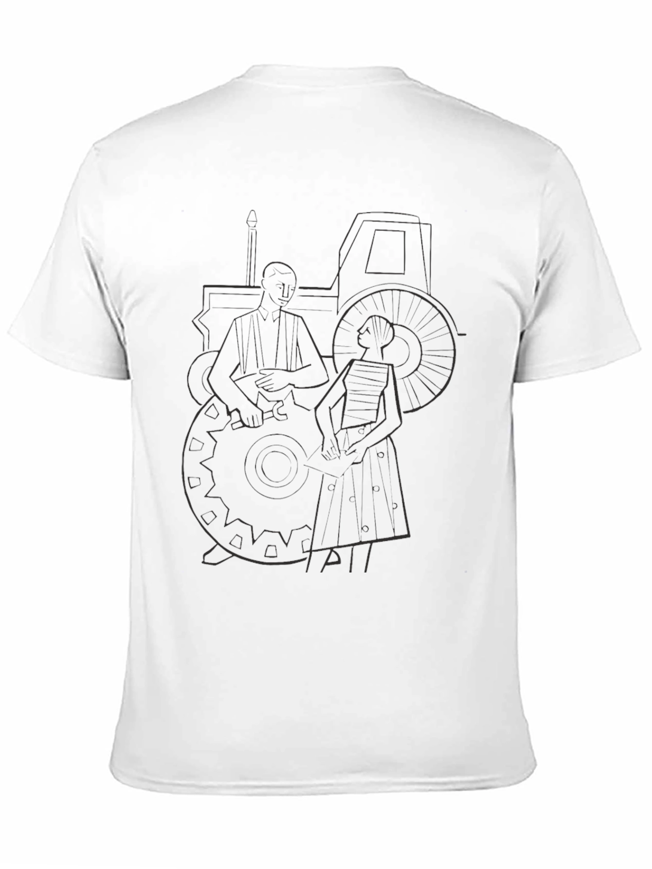 Modern Tractor Graphic Tee - Black Cotton T-Shirt