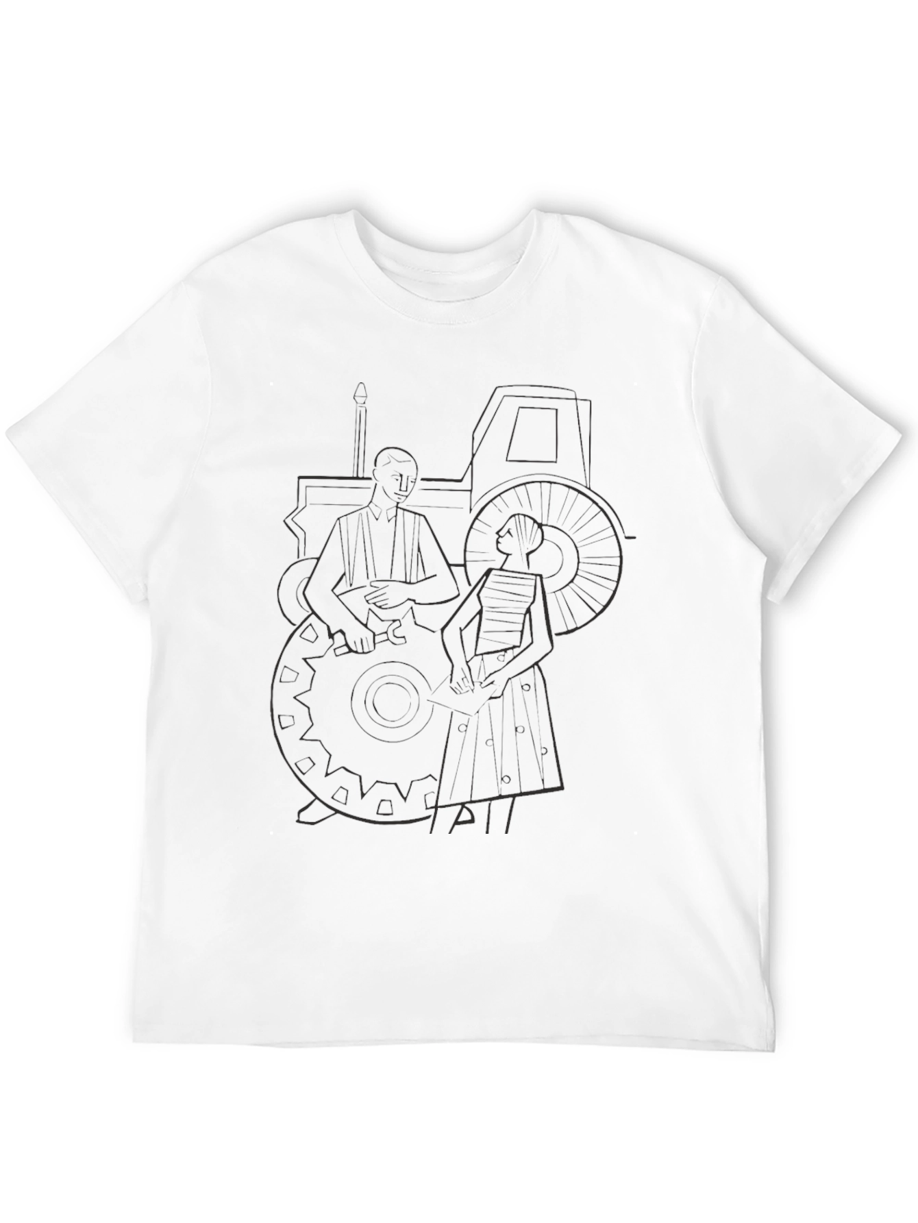 Modern Tractor Graphic Tee - Black Cotton T-Shirt
