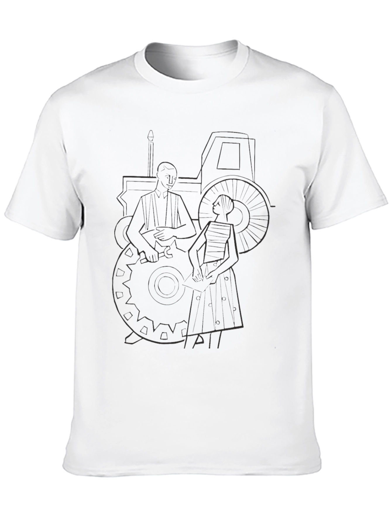 Modern Tractor Graphic Tee - Black Cotton T-Shirt