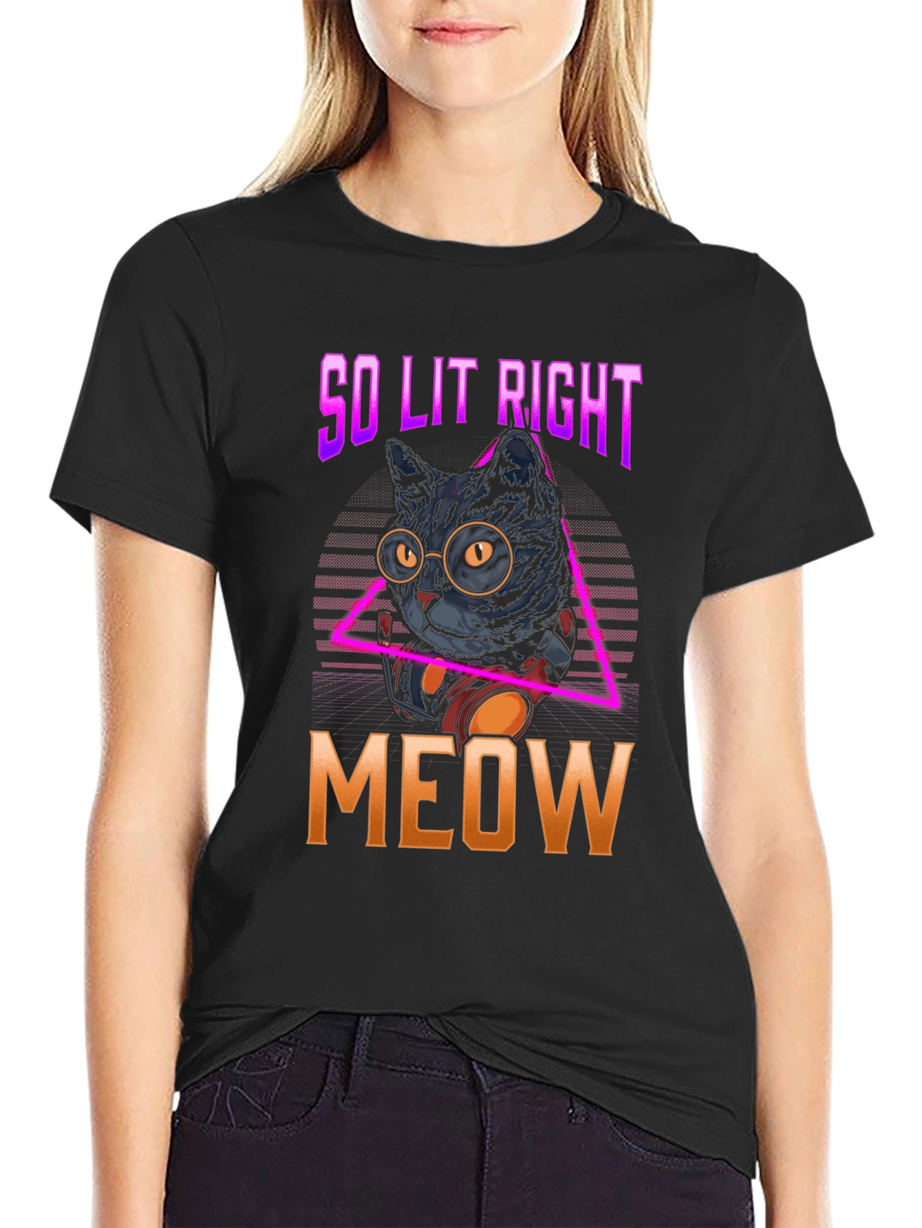 So Lit Right Meow Black Cat T-Shirt