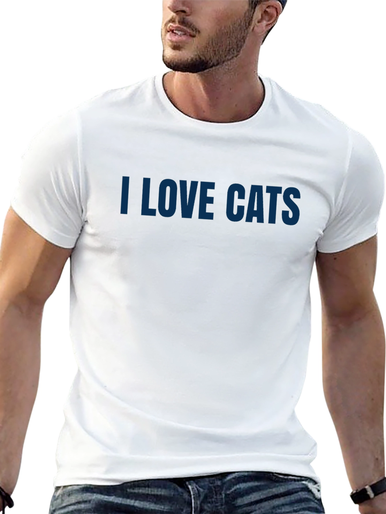 I Love Cats T-Shirt - Blue on Black Tee