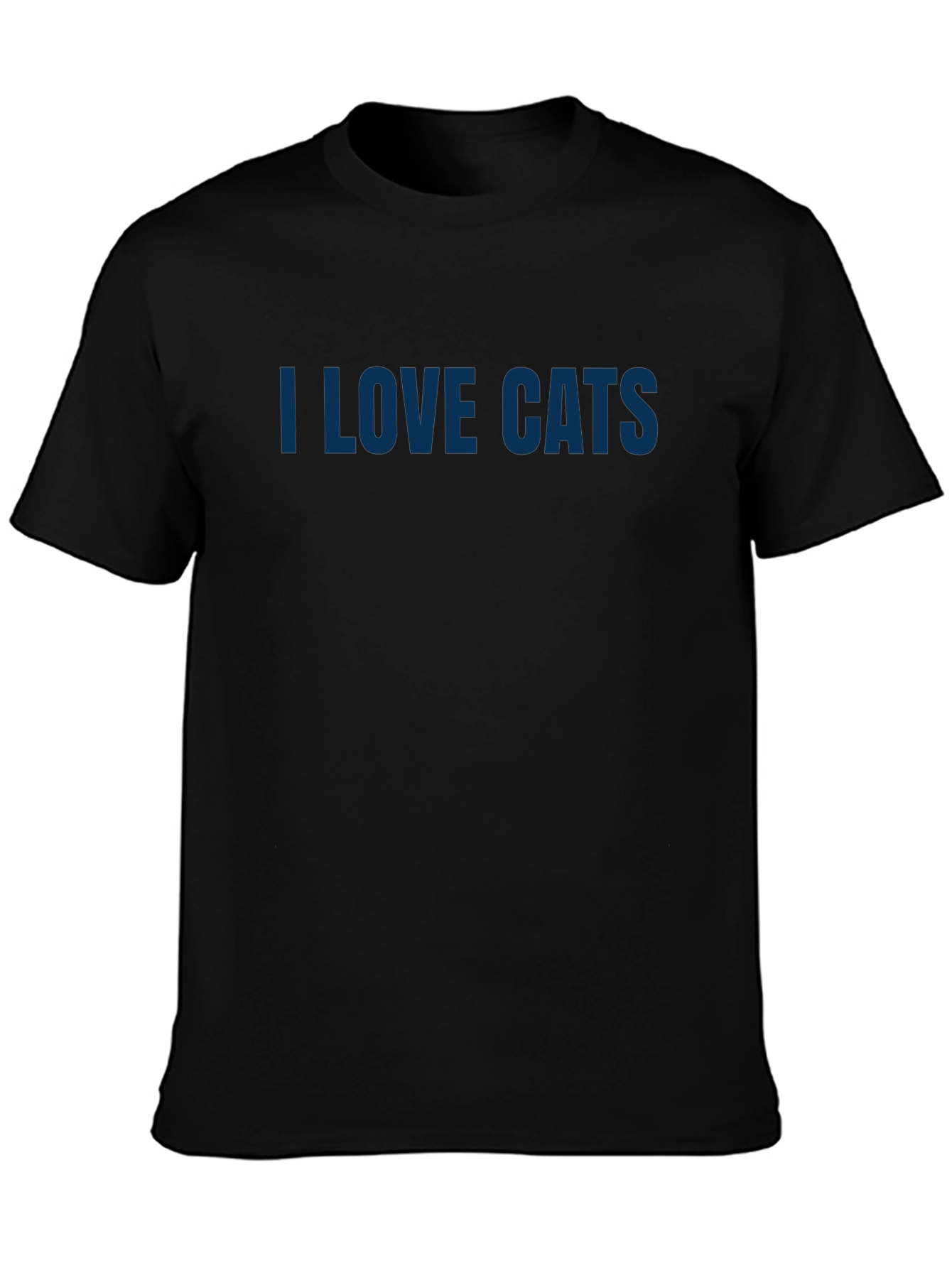 I Love Cats T-Shirt - Blue on Black Tee
