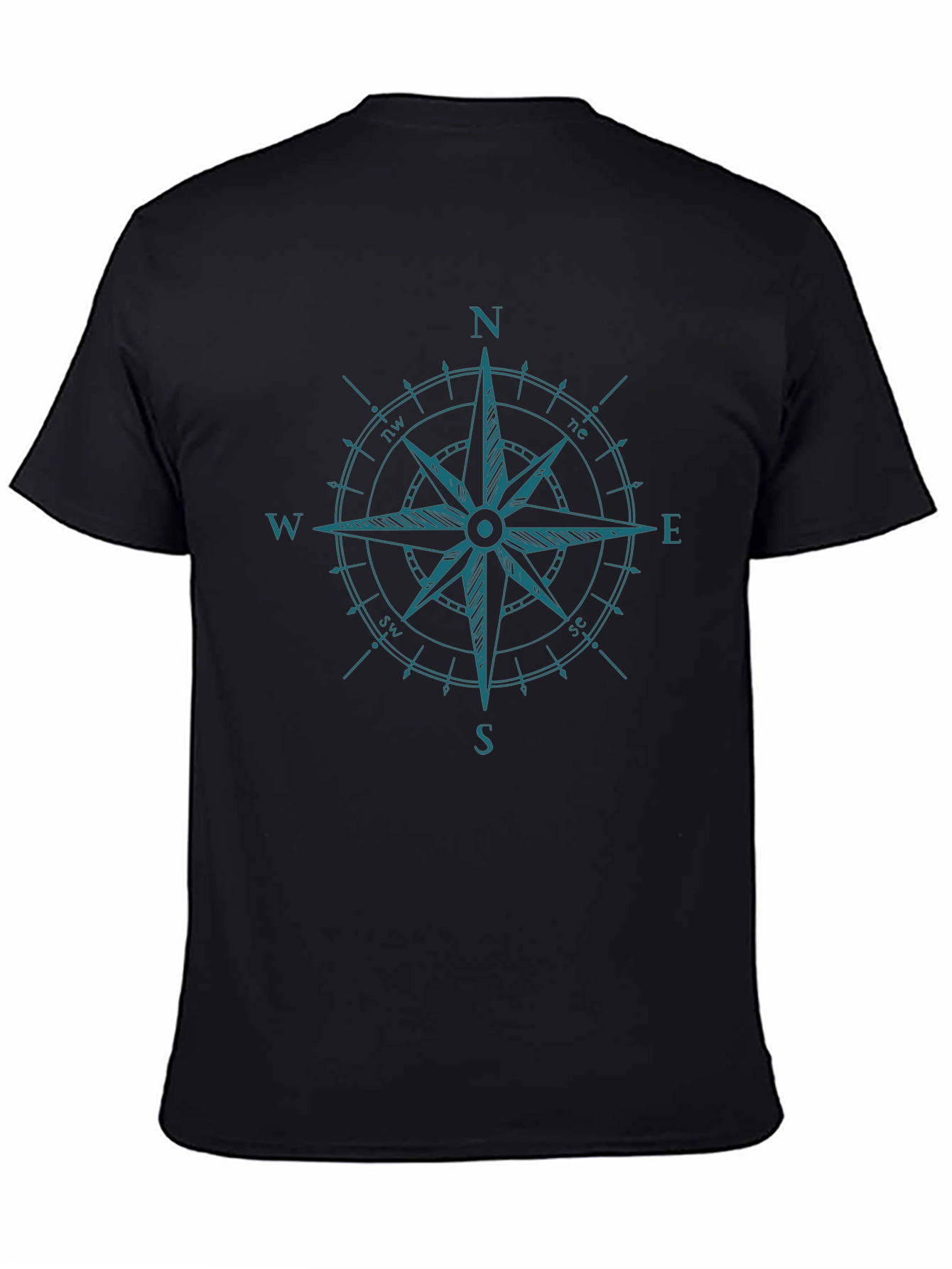 Nautical Compass Rose Black Graphic T-Shirt