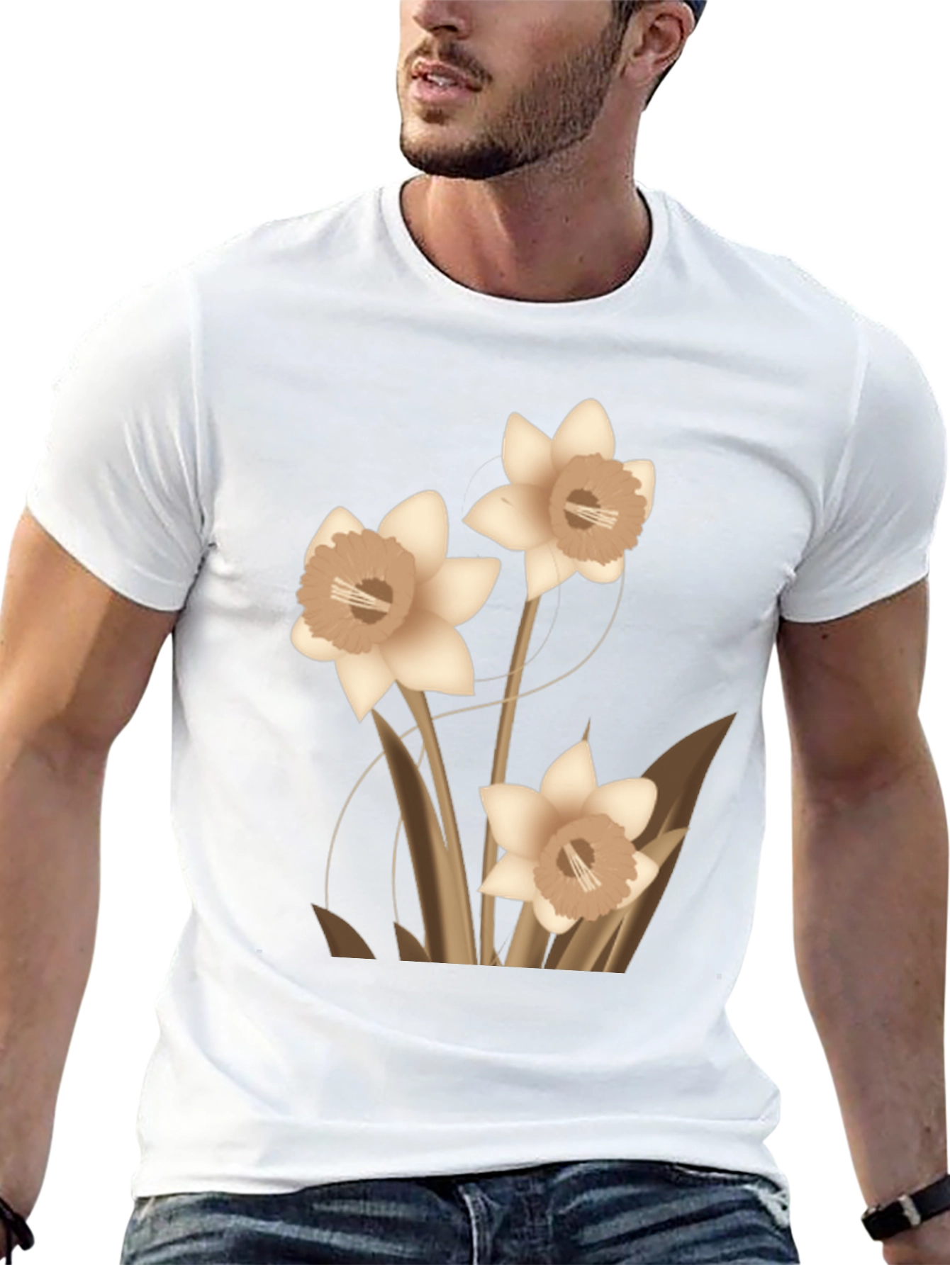 Floral Graphic Tee - Black Casual T-Shirt