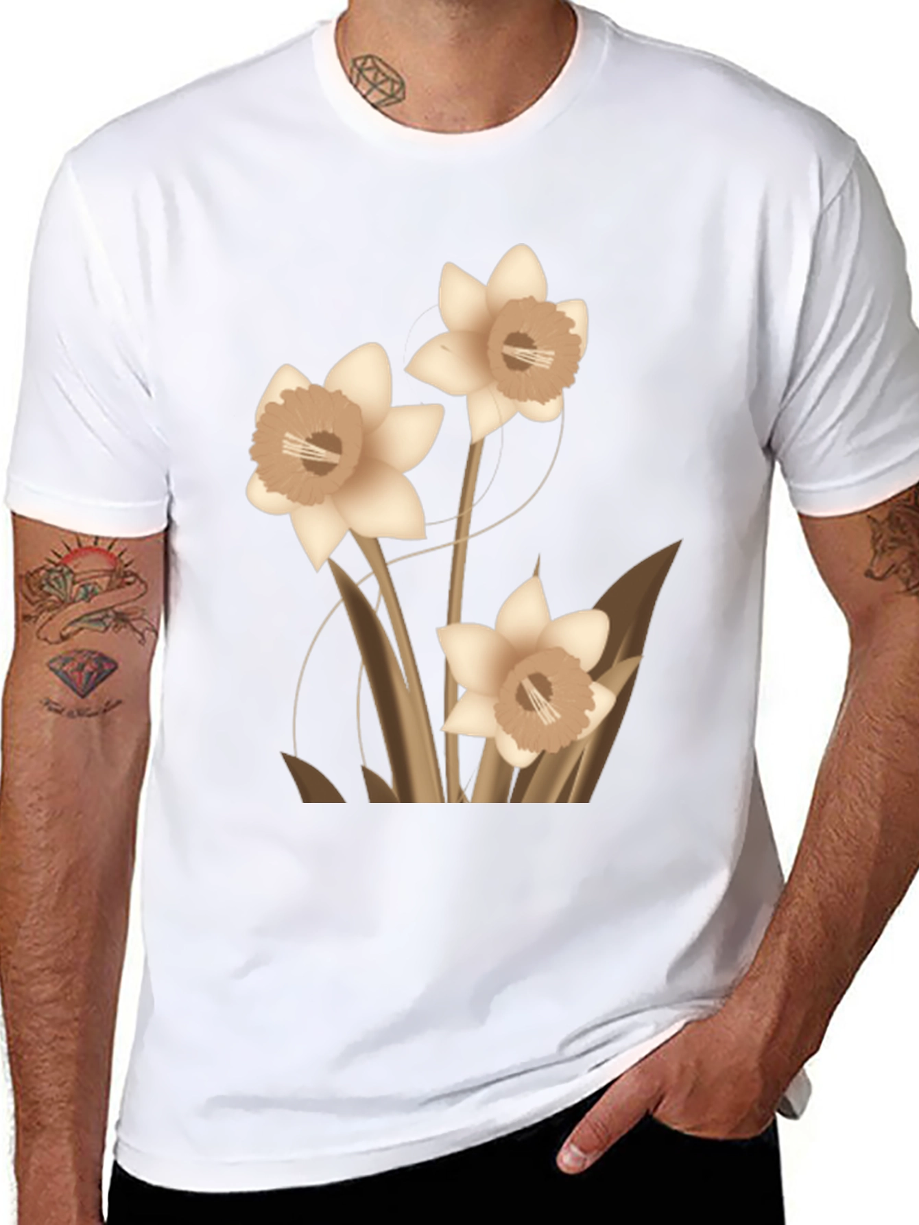 Floral Graphic Tee - Black Casual T-Shirt