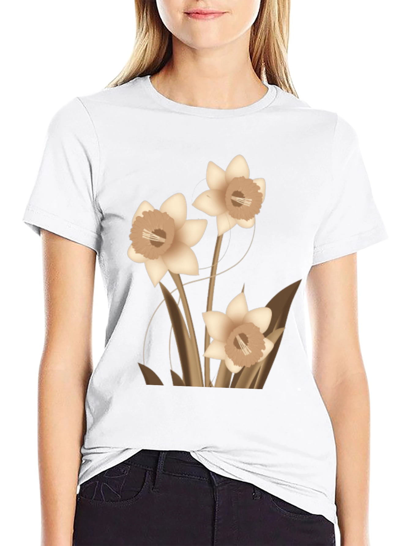 Floral Graphic Tee - Black Casual T-Shirt