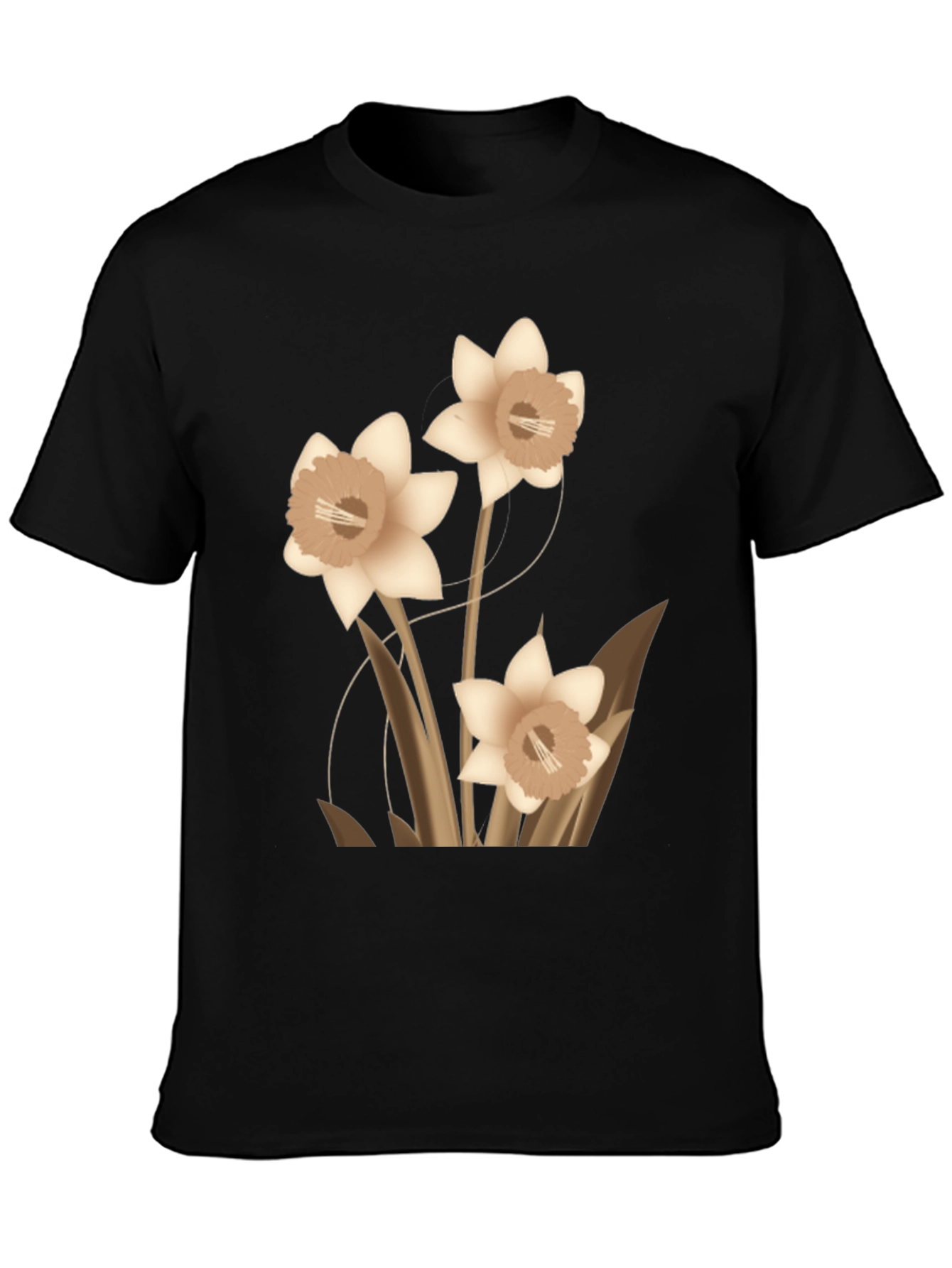 Floral Graphic Tee - Black Casual T-Shirt