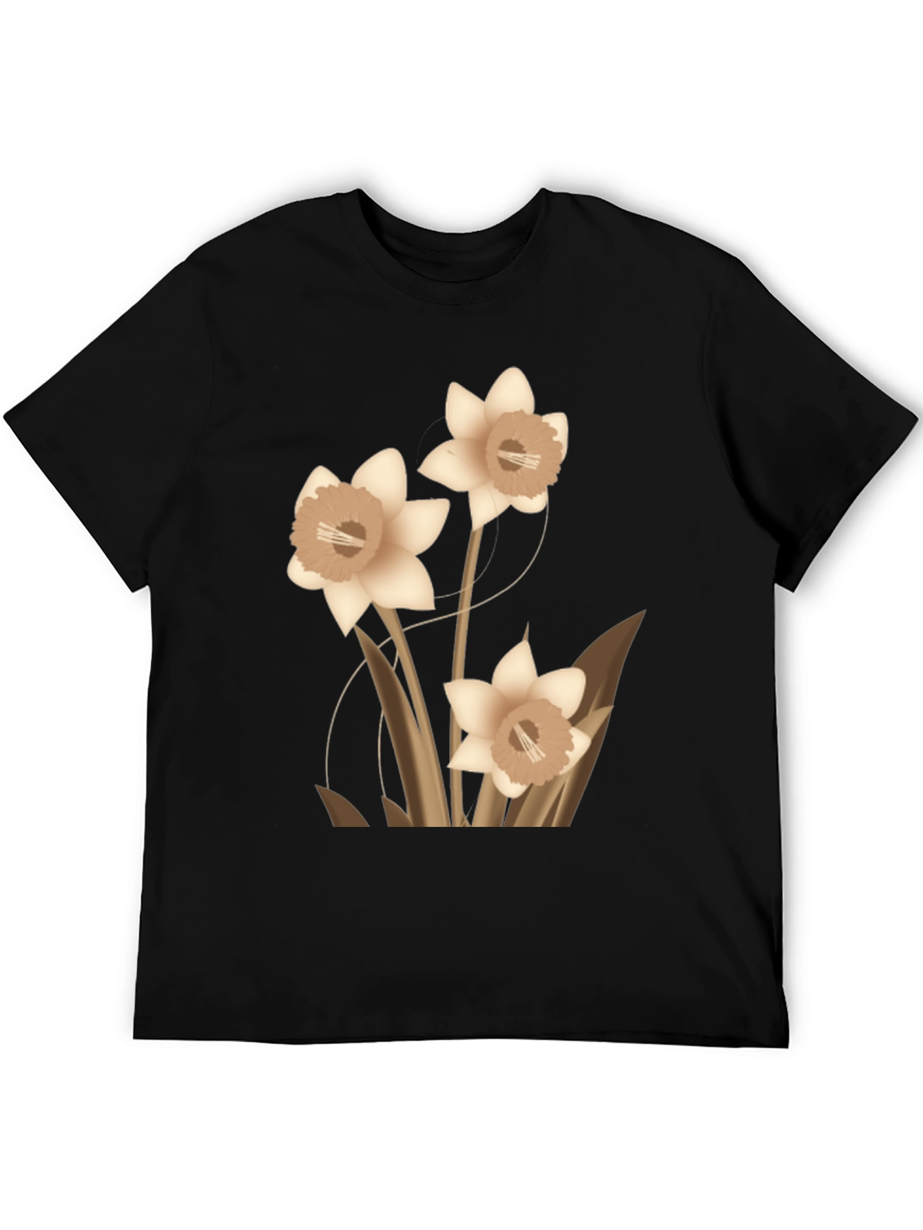 Floral Graphic Tee - Black Casual T-Shirt