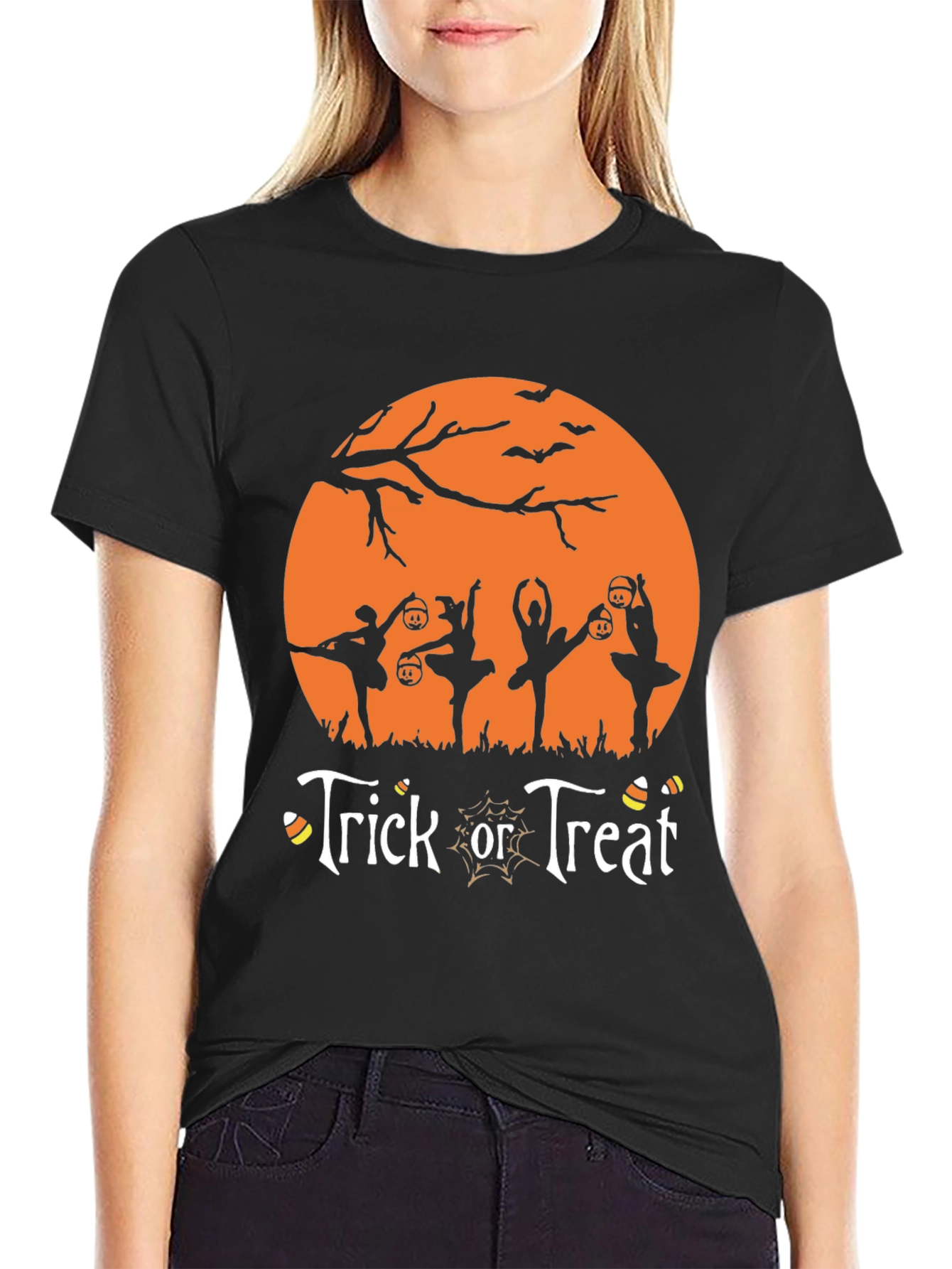 Halloween Ballerina Trick or Treat Graphic Tee
