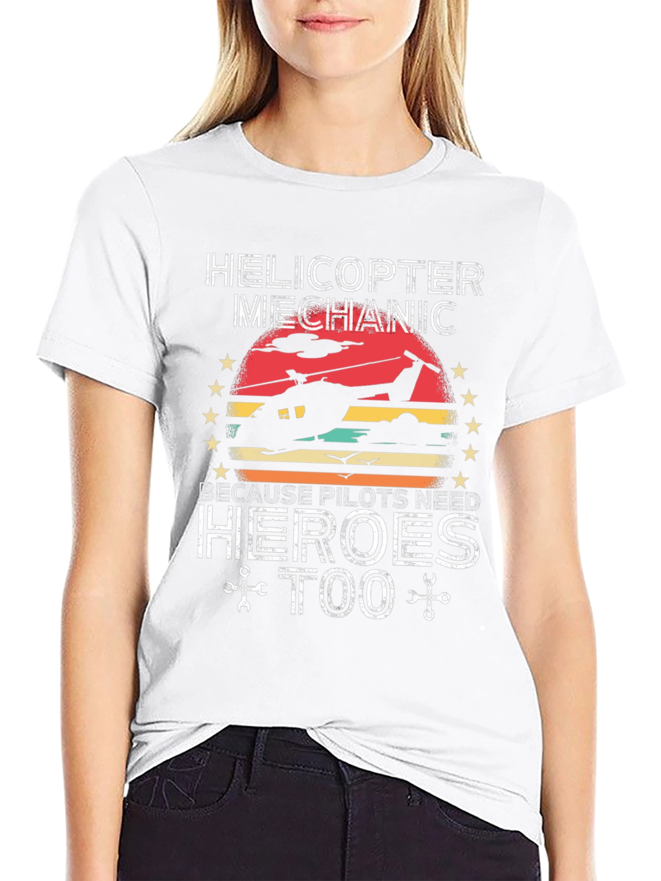 Helicopter Mechanic T-Shirt Pilots Need Heroes Too!