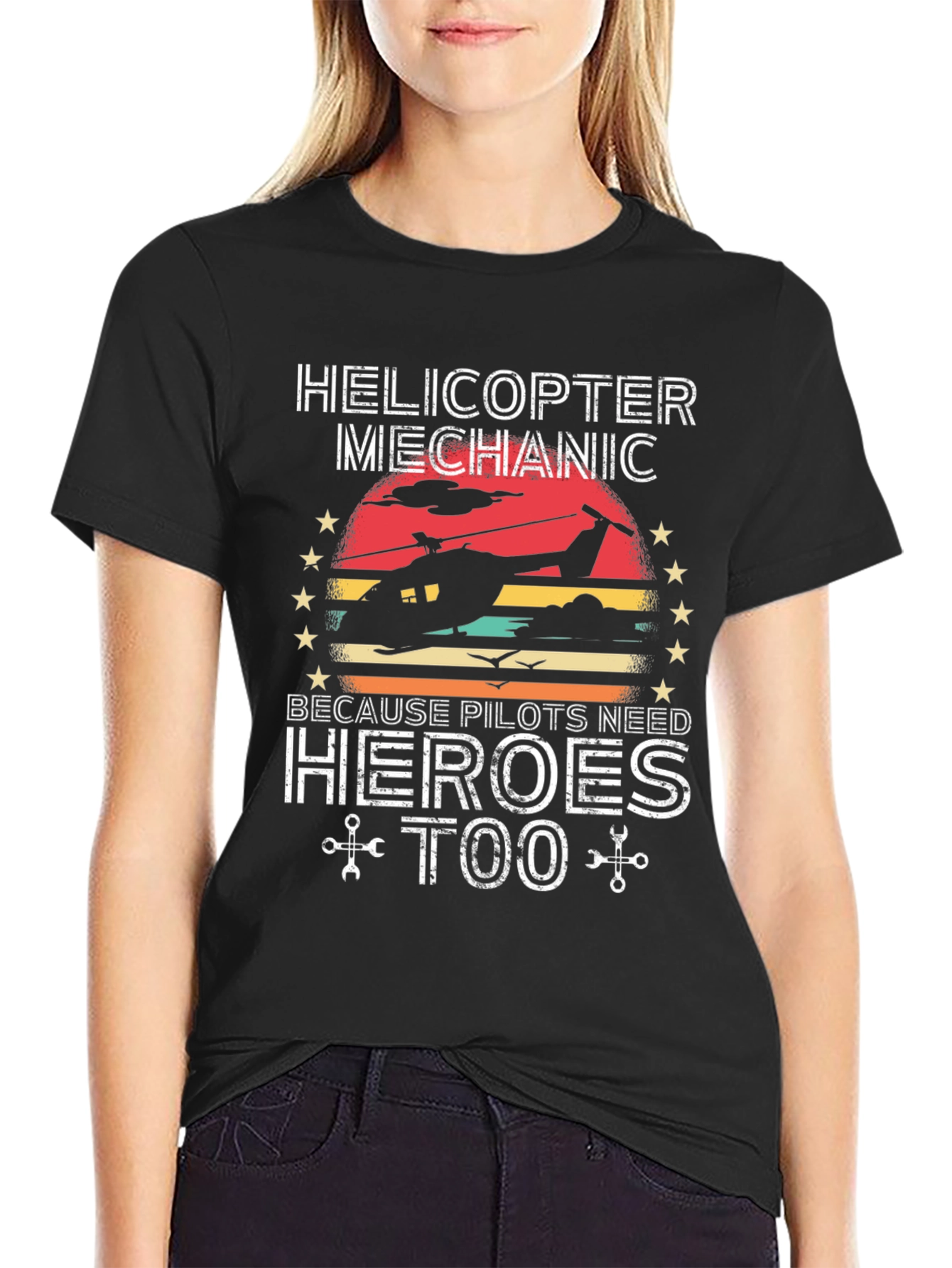 Helicopter Mechanic T-Shirt Pilots Need Heroes Too!
