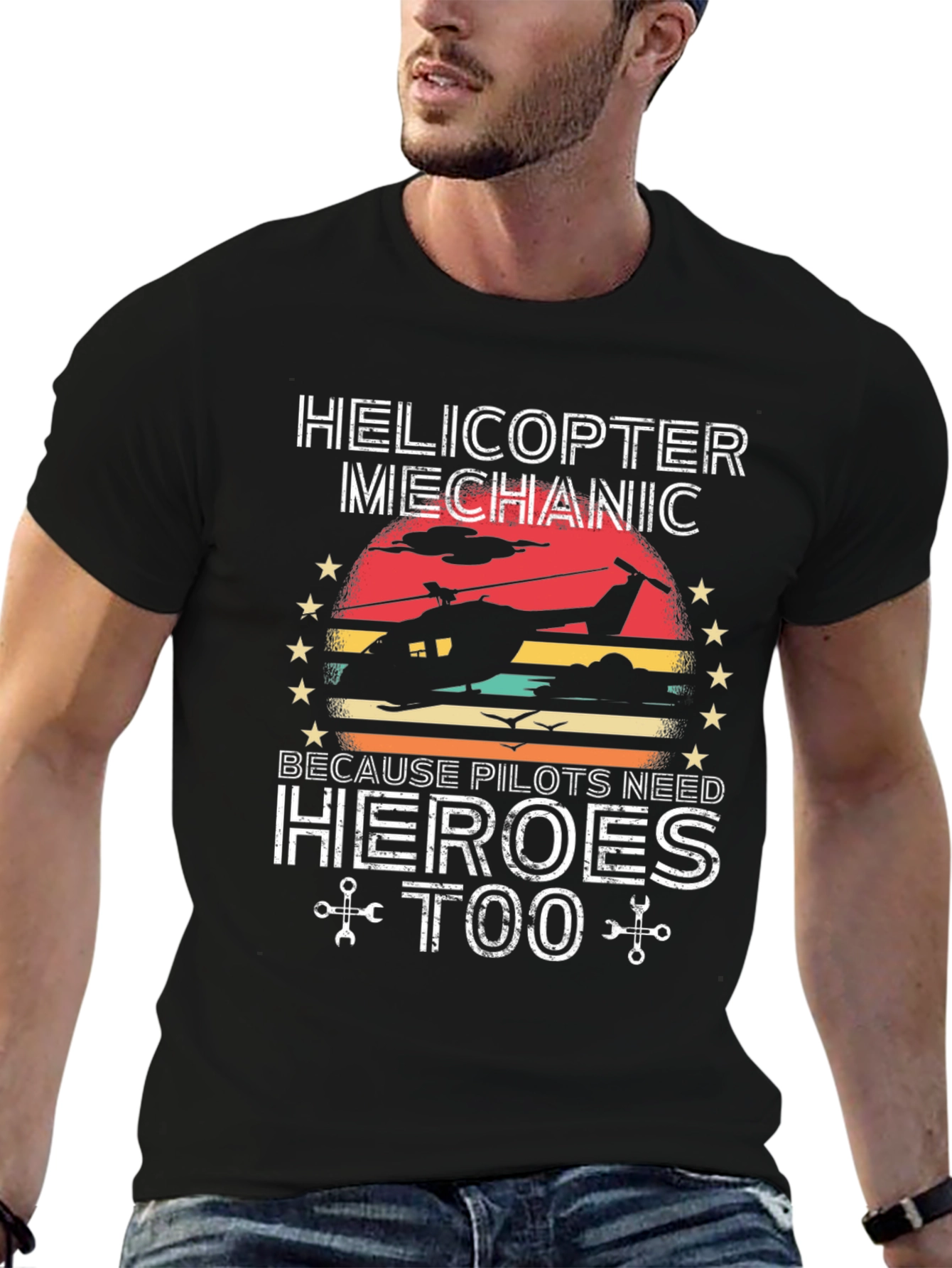 Helicopter Mechanic T-Shirt Pilots Need Heroes Too!