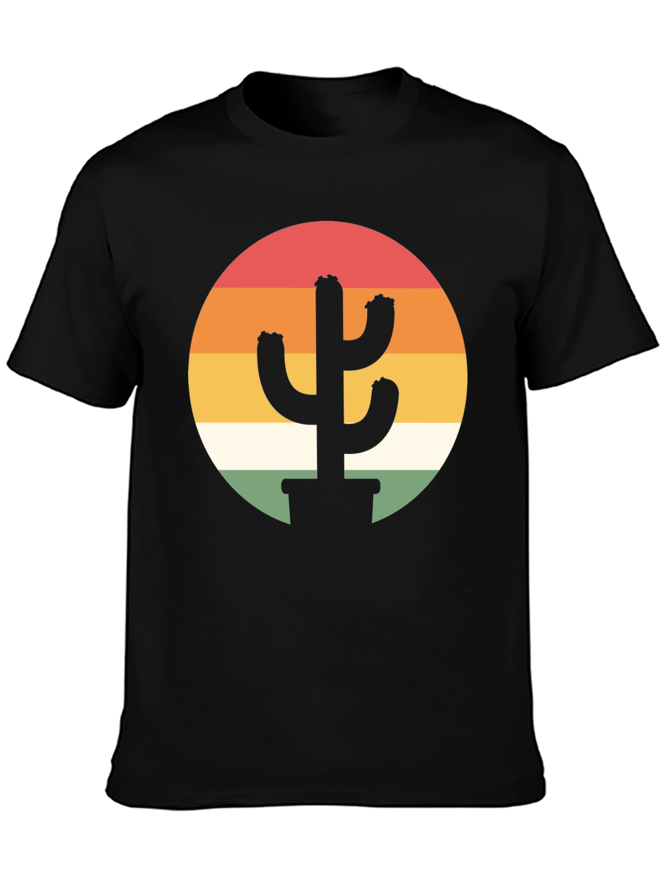 Retro Cactus Sunset Graphic Tee - Black
