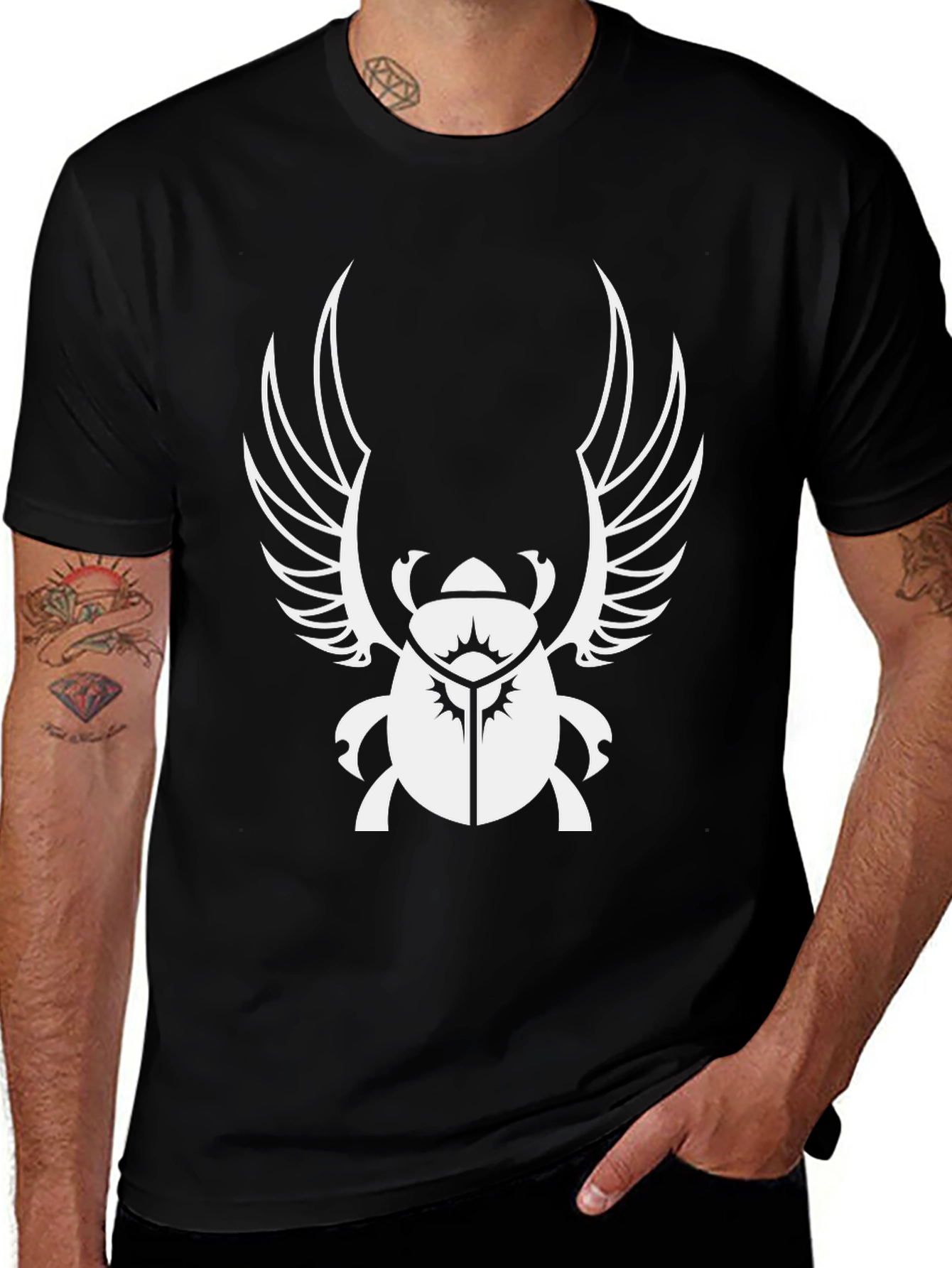Egyptian Scarab Beetle Wings Black T-Shirt