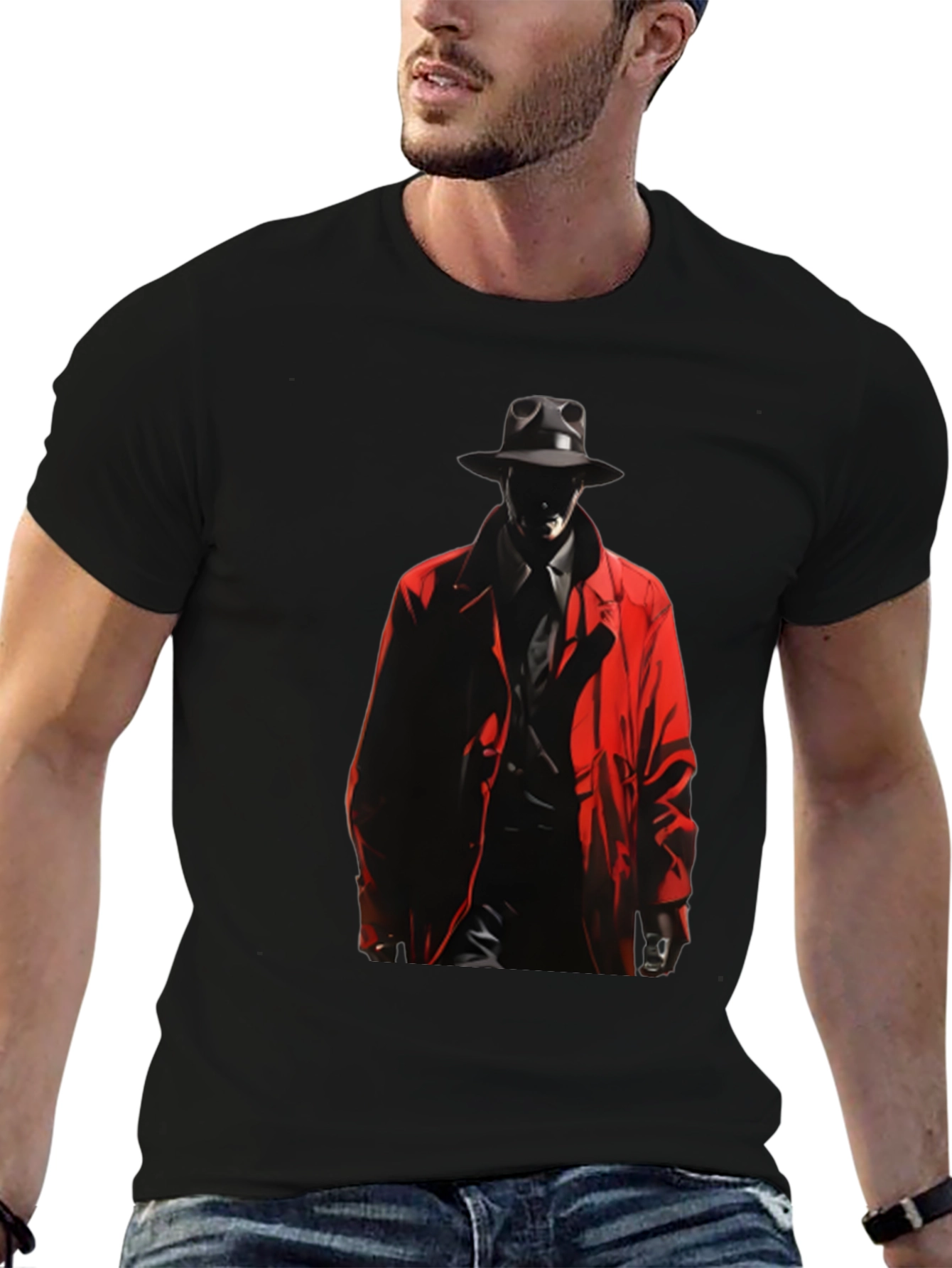 Noir Detective Graphic Tee - Mens Black T-Shirt