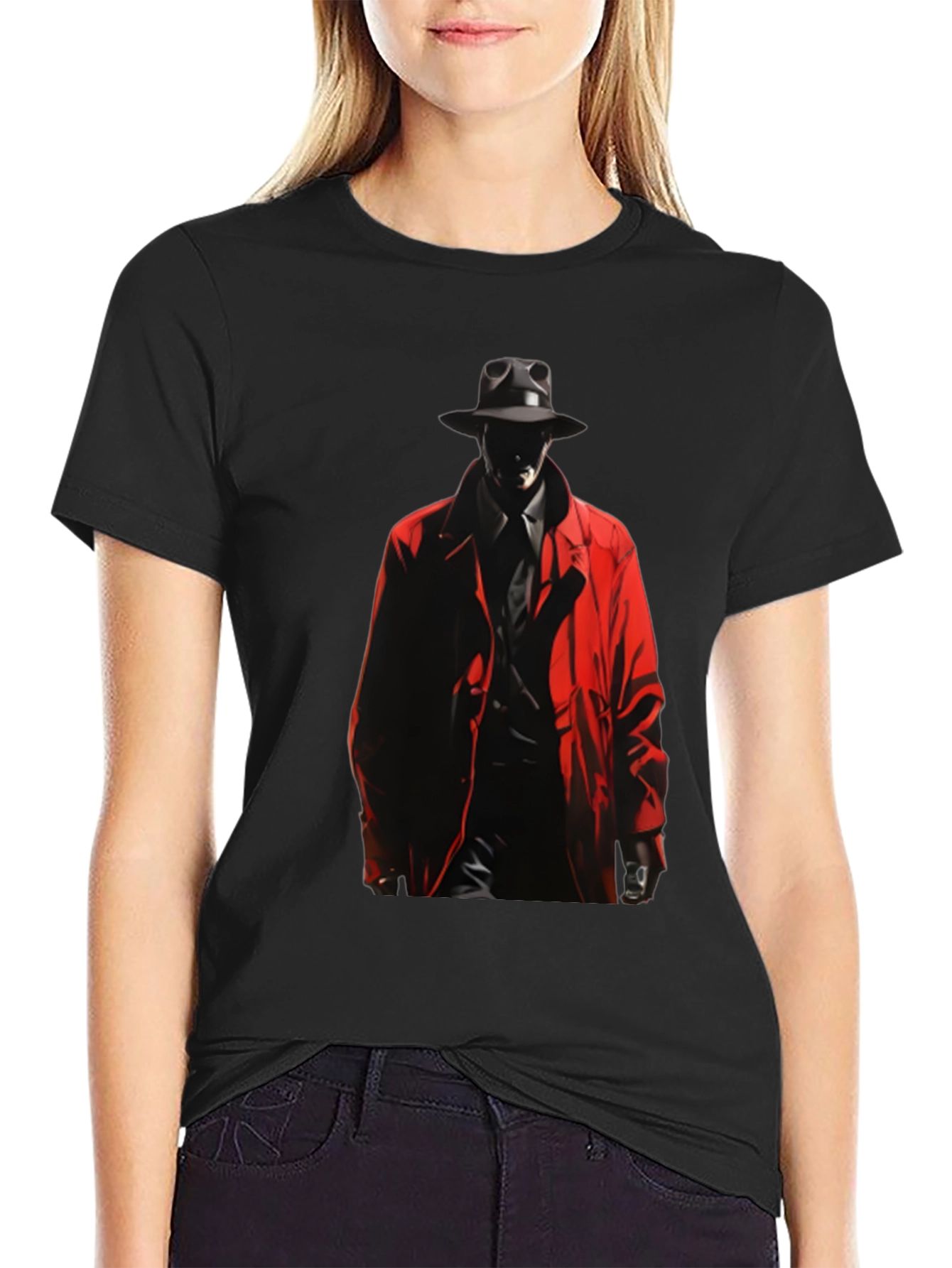 Noir Detective Graphic Tee - Mens Black T-Shirt