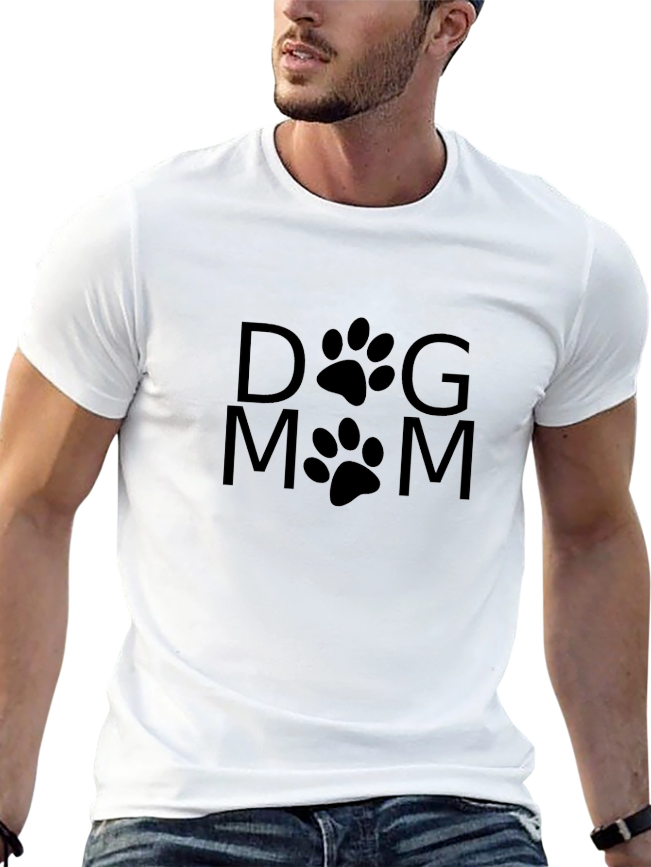 Dog Mom Black T-Shirt Paw Prints