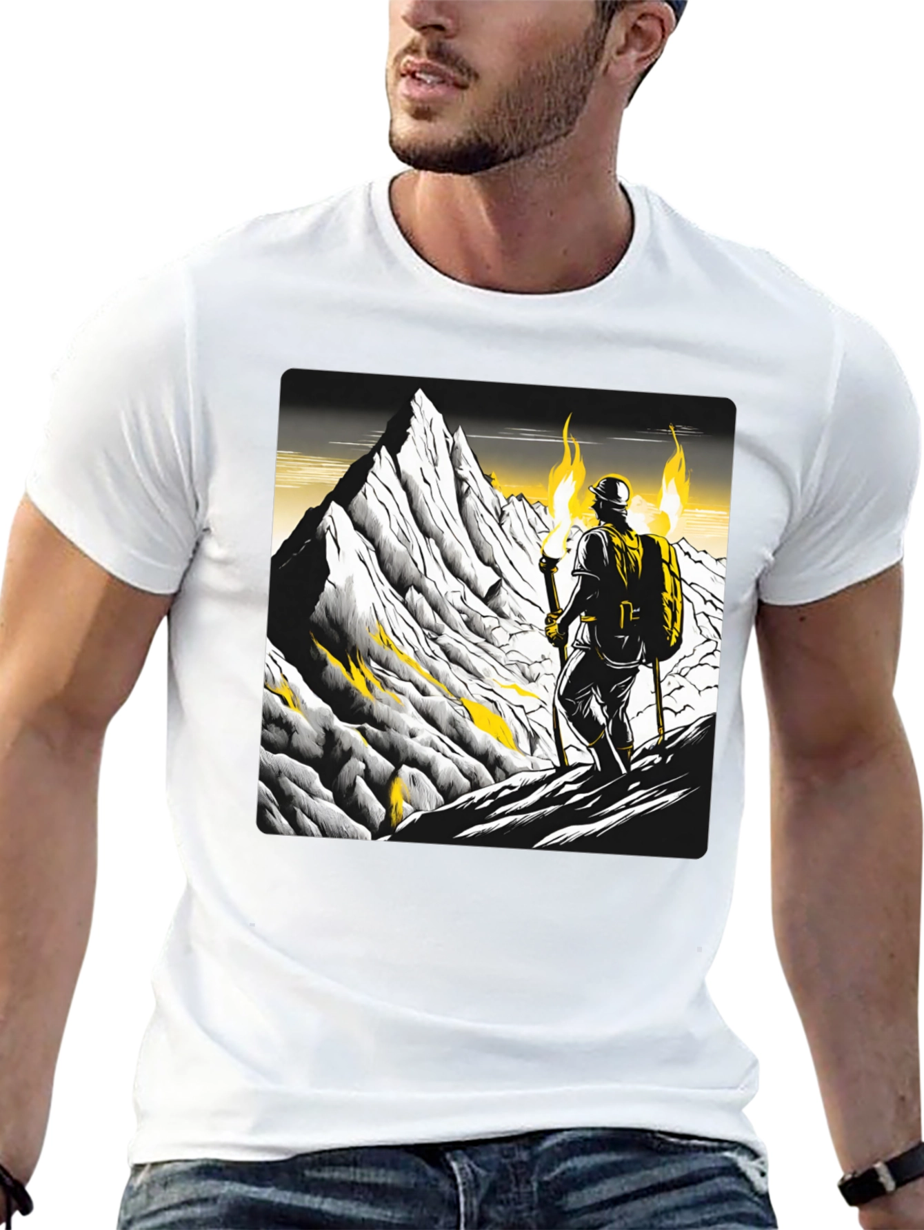 Mountain Climber Graphic Tee - Black Cotton T-Shirt