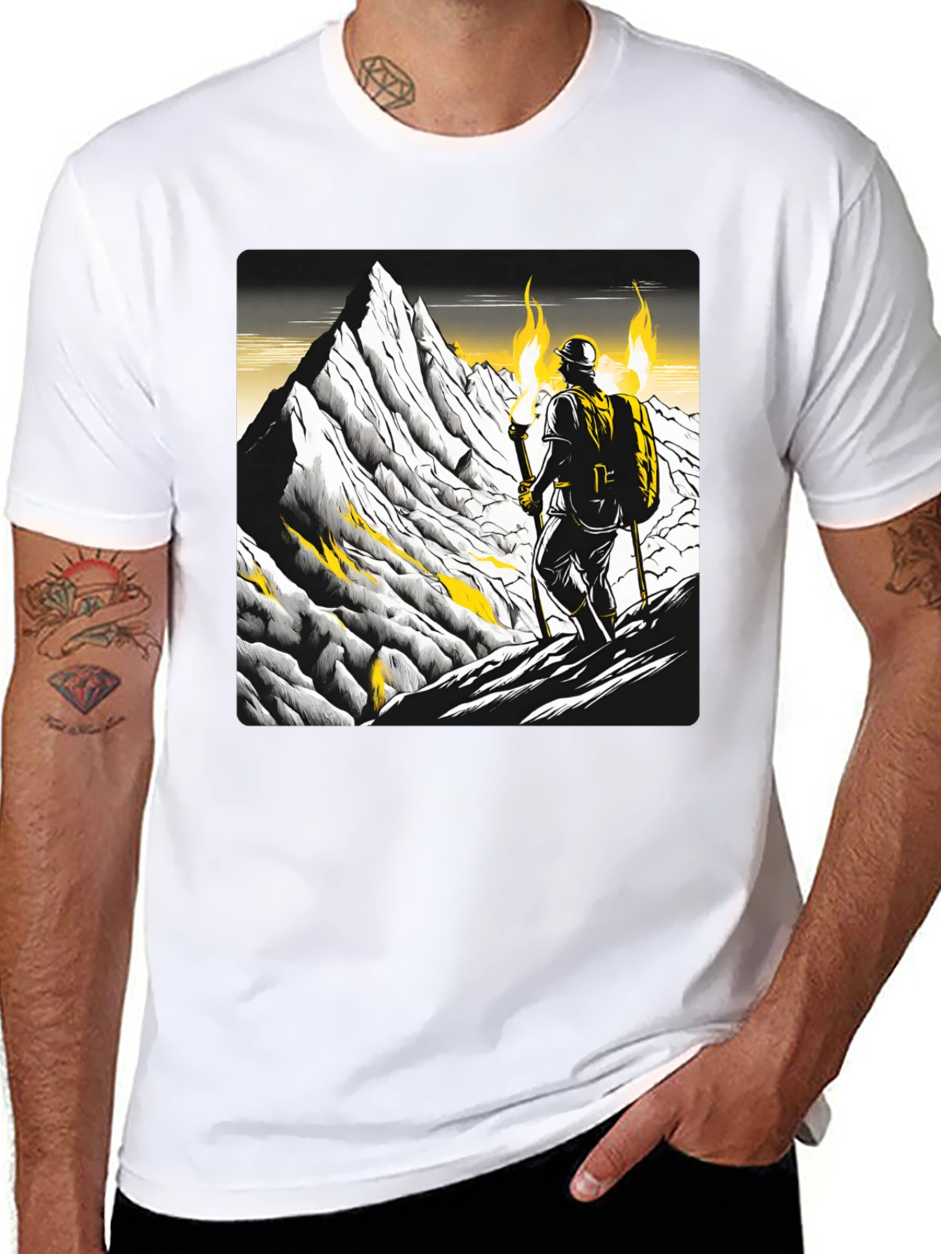 Mountain Climber Graphic Tee - Black Cotton T-Shirt