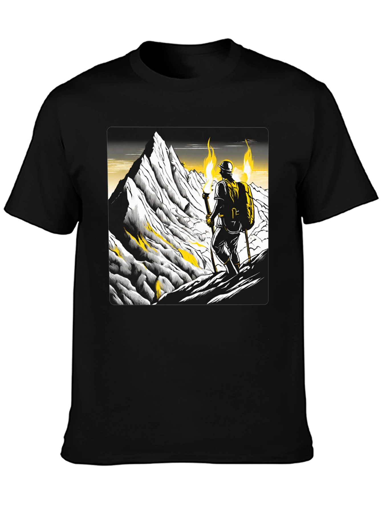 Mountain Climber Graphic Tee - Black Cotton T-Shirt