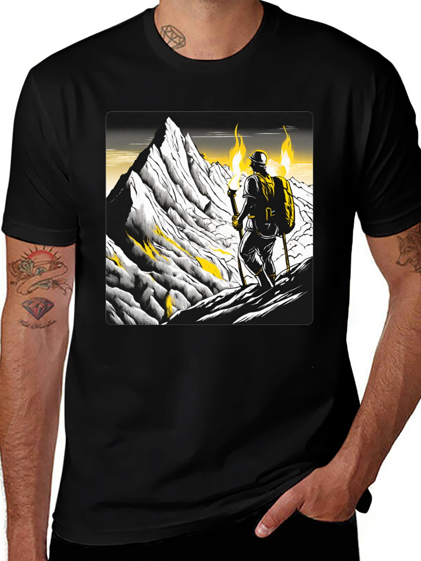 Mountain Climber Graphic Tee - Black Cotton T-Shirt