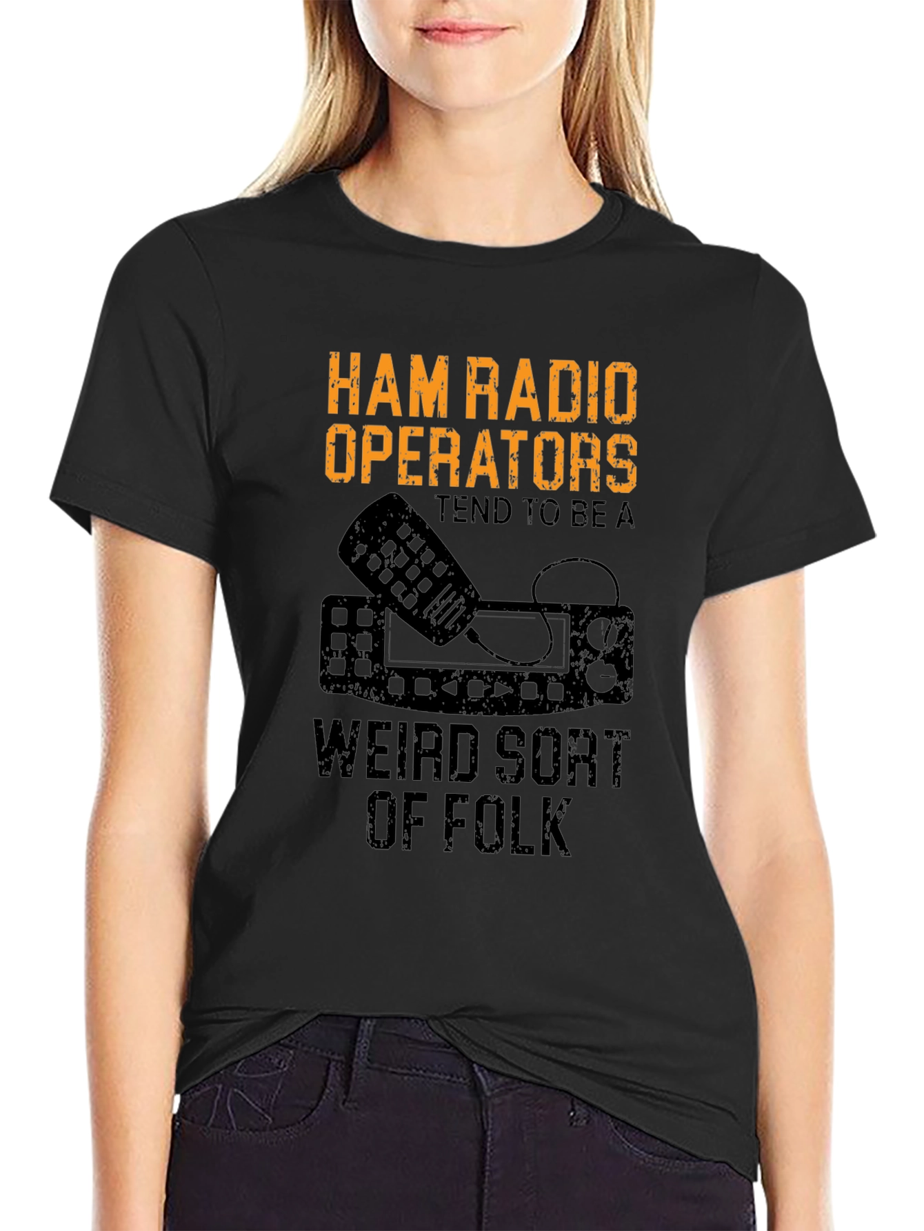 Ham Radio Operator Weird Folk Black T-Shirt
