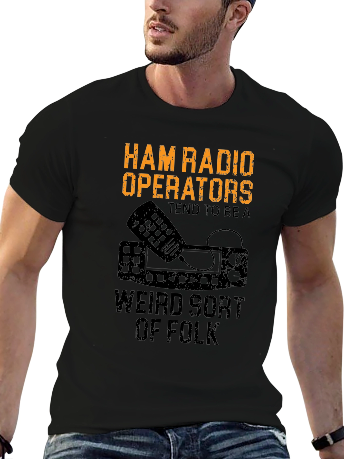 Ham Radio Operator Weird Folk Black T-Shirt