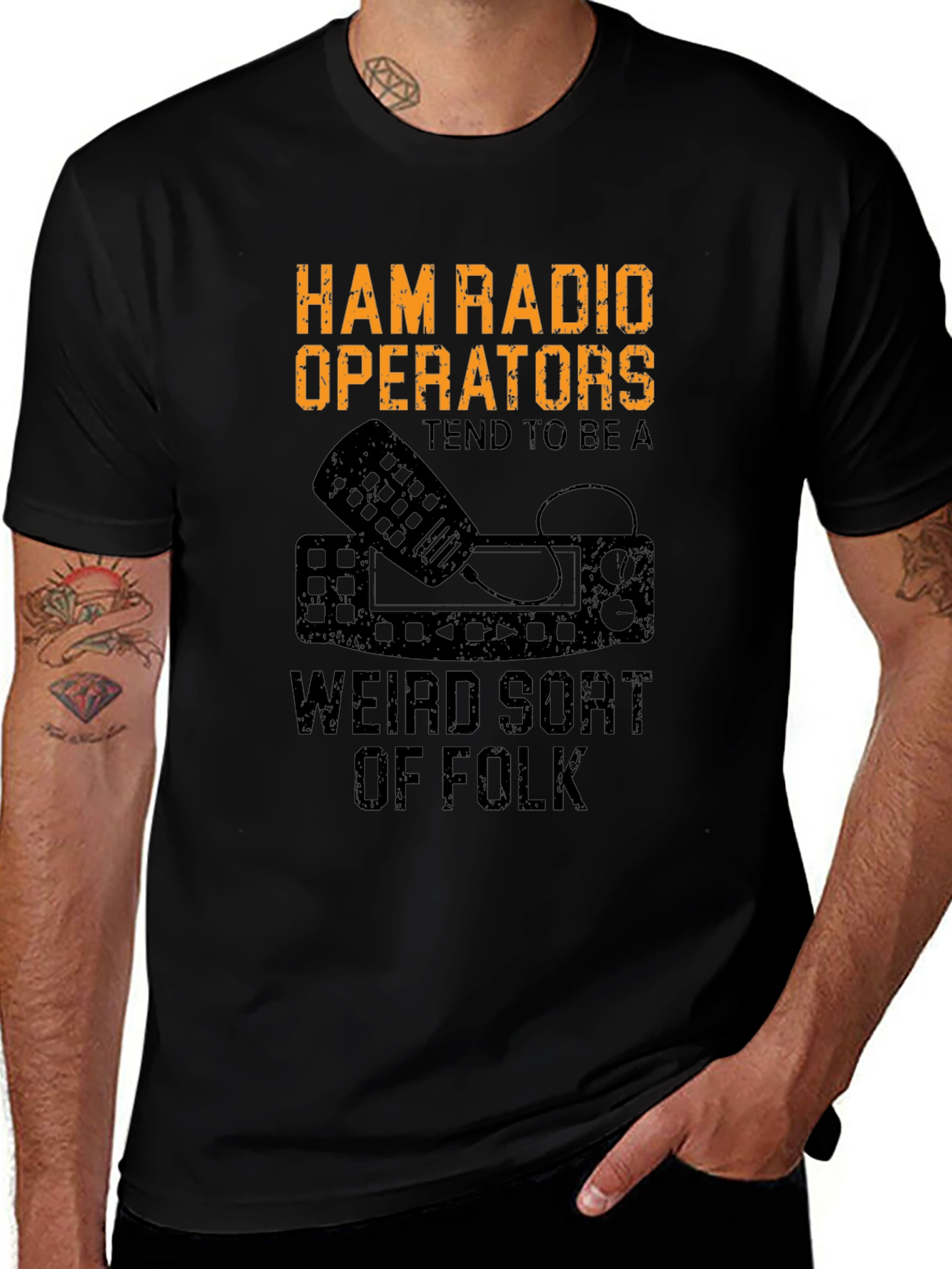 Ham Radio Operator Weird Folk Black T-Shirt