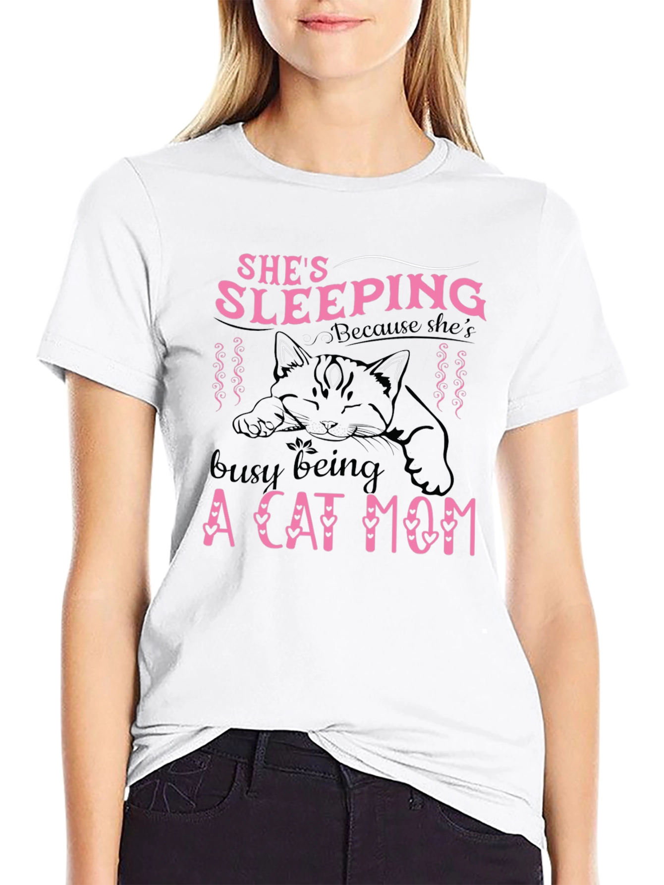 Shes Sleeping Cat Mom T-Shirt