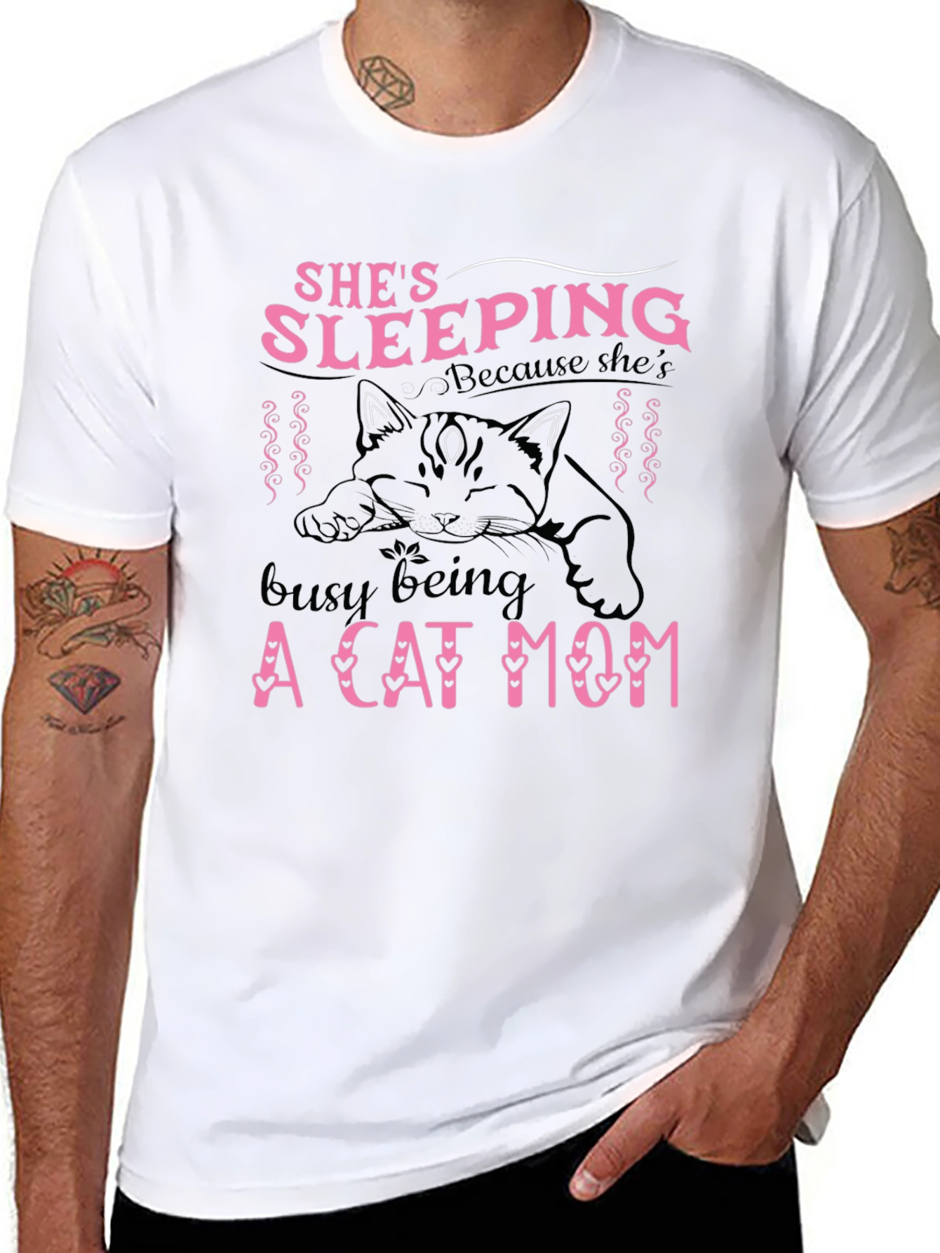 Shes Sleeping Cat Mom T-Shirt