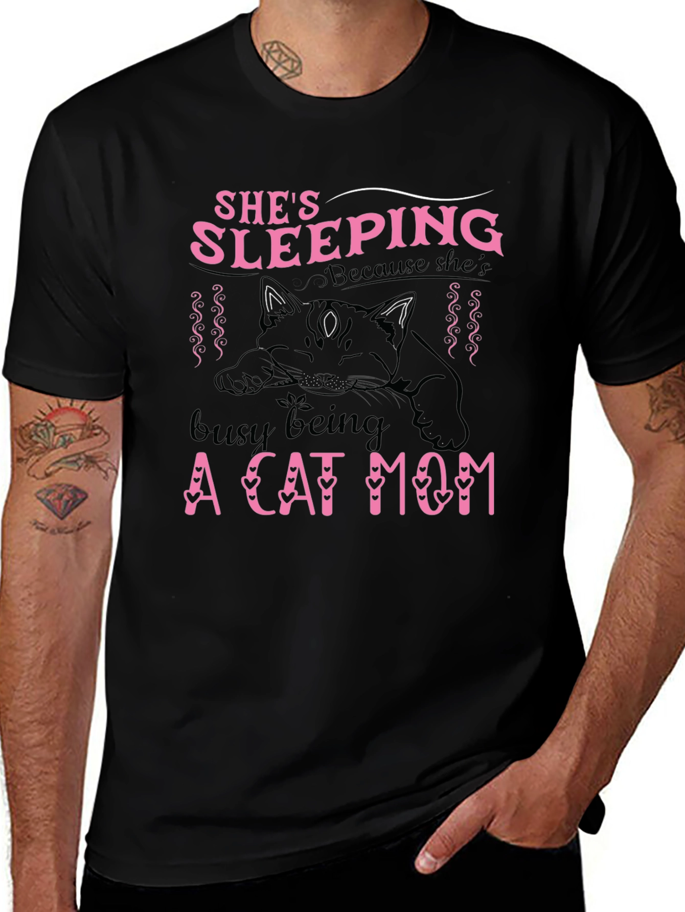 Shes Sleeping Cat Mom T-Shirt