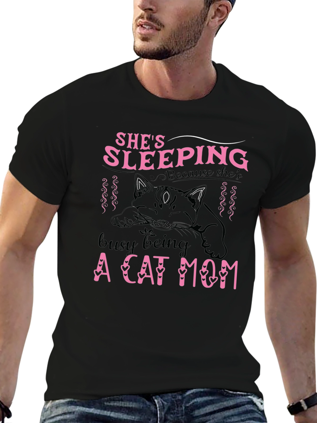 Shes Sleeping Cat Mom T-Shirt