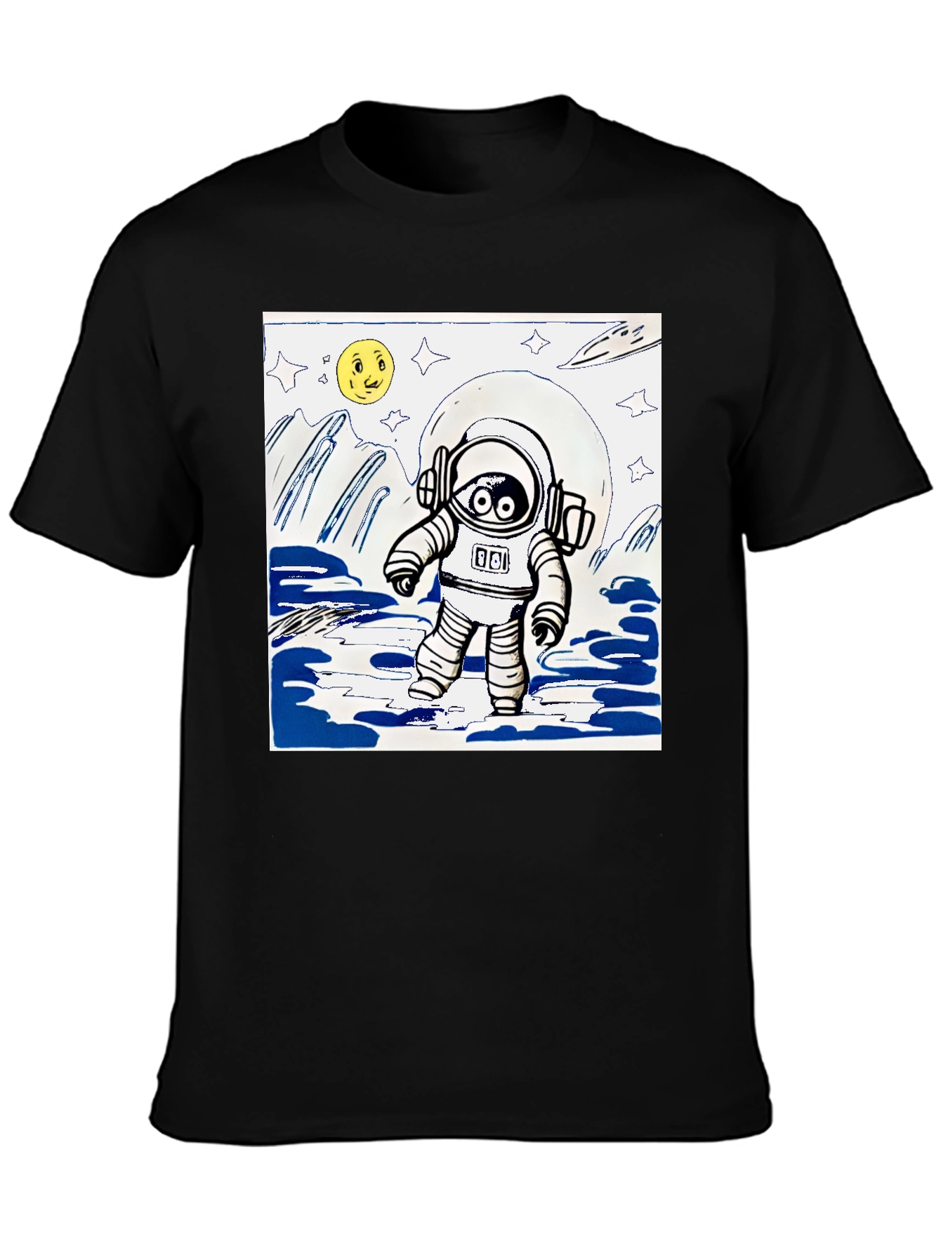 Astronaut Graphic Tee - Black Cotton Blend