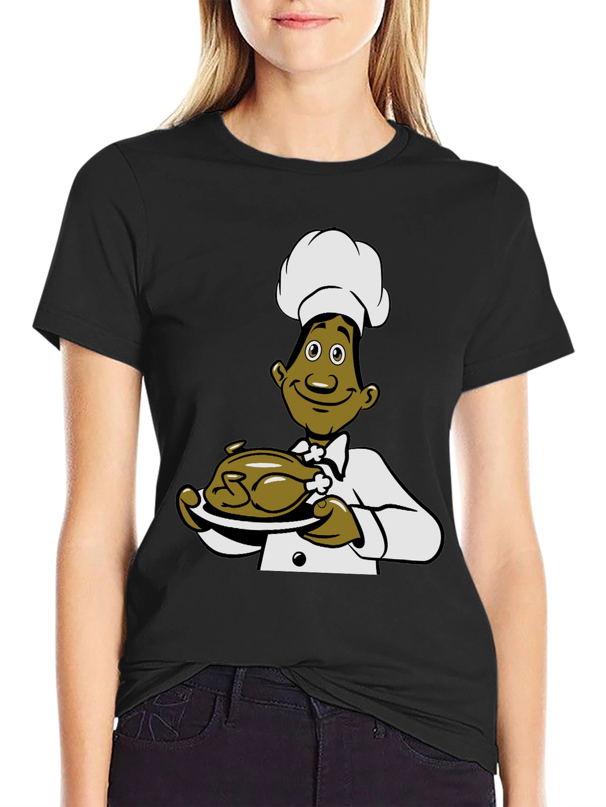 Chef Cartoon Black T-Shirt