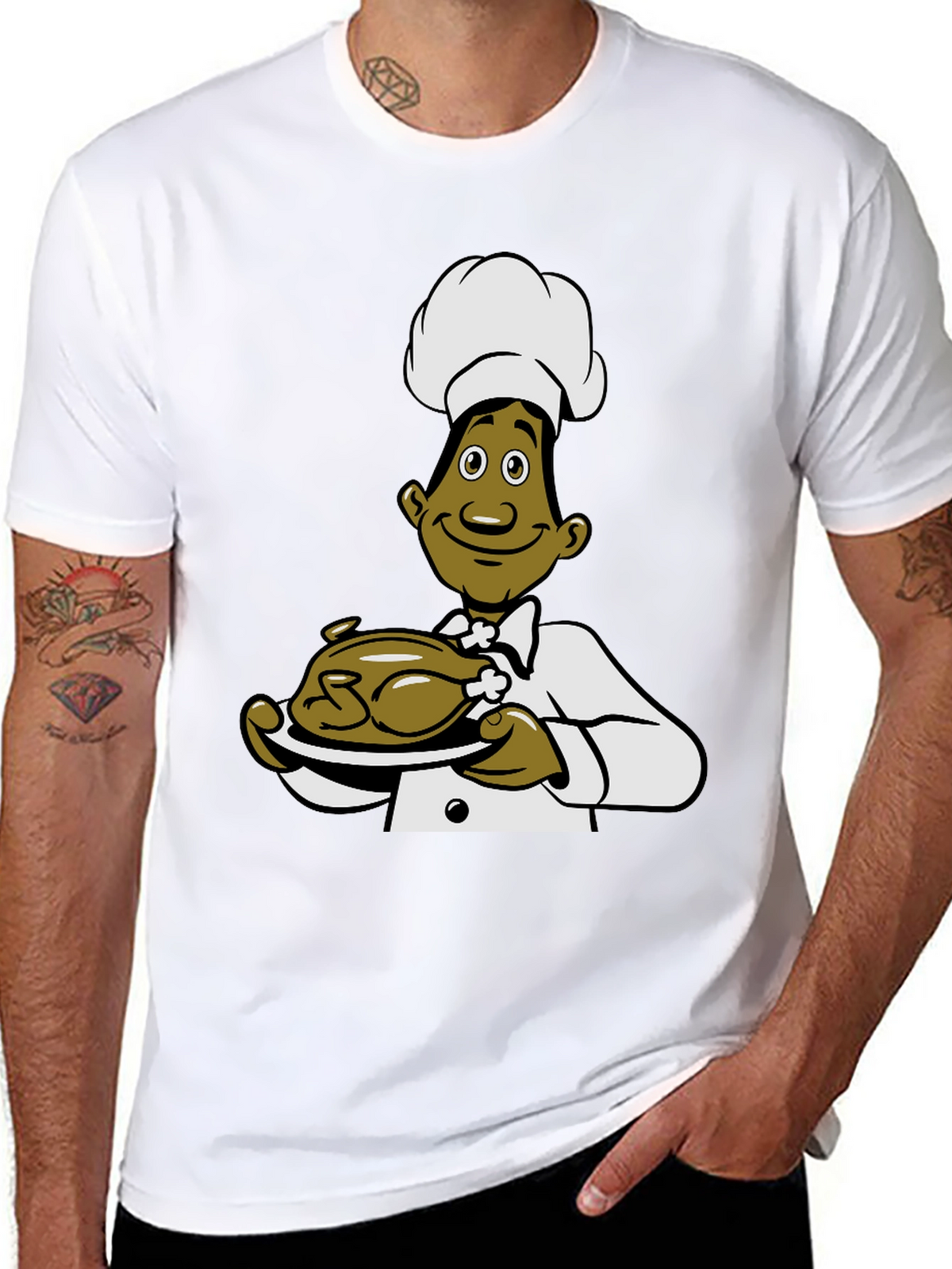 Chef Cartoon Black T-Shirt