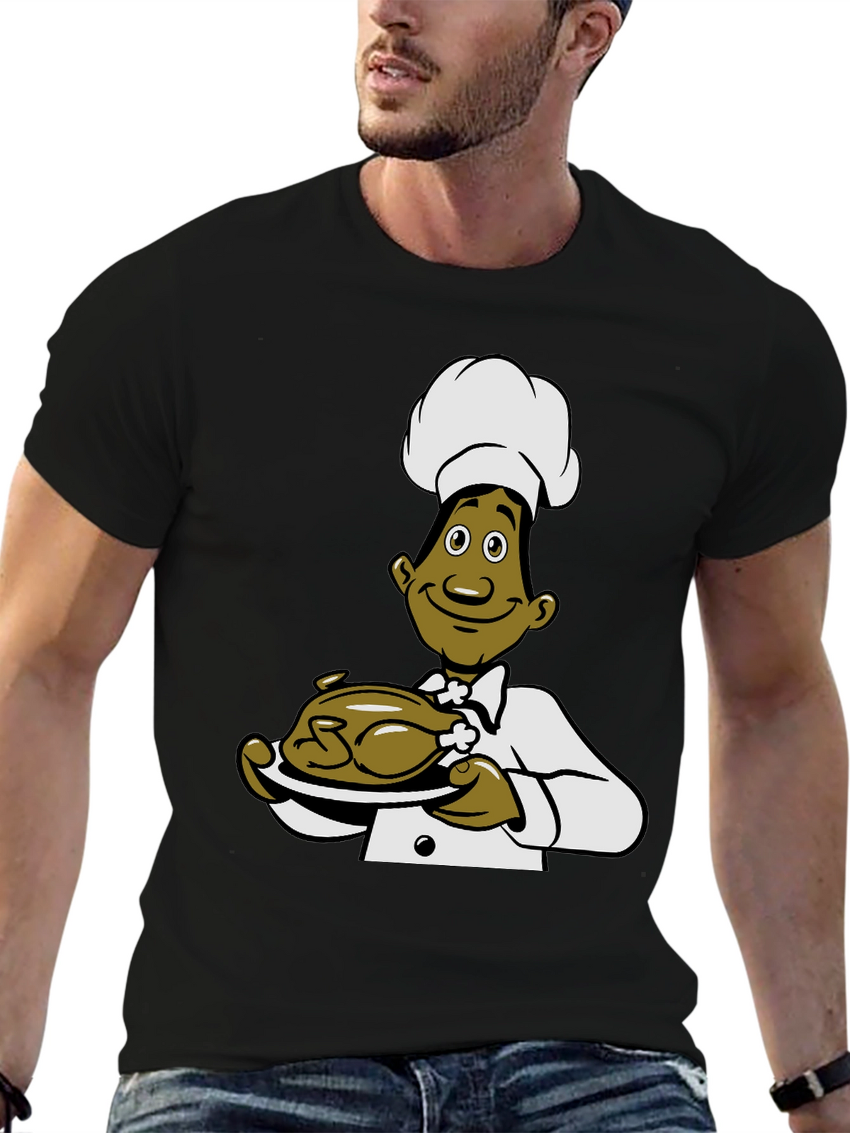 Chef Cartoon Black T-Shirt