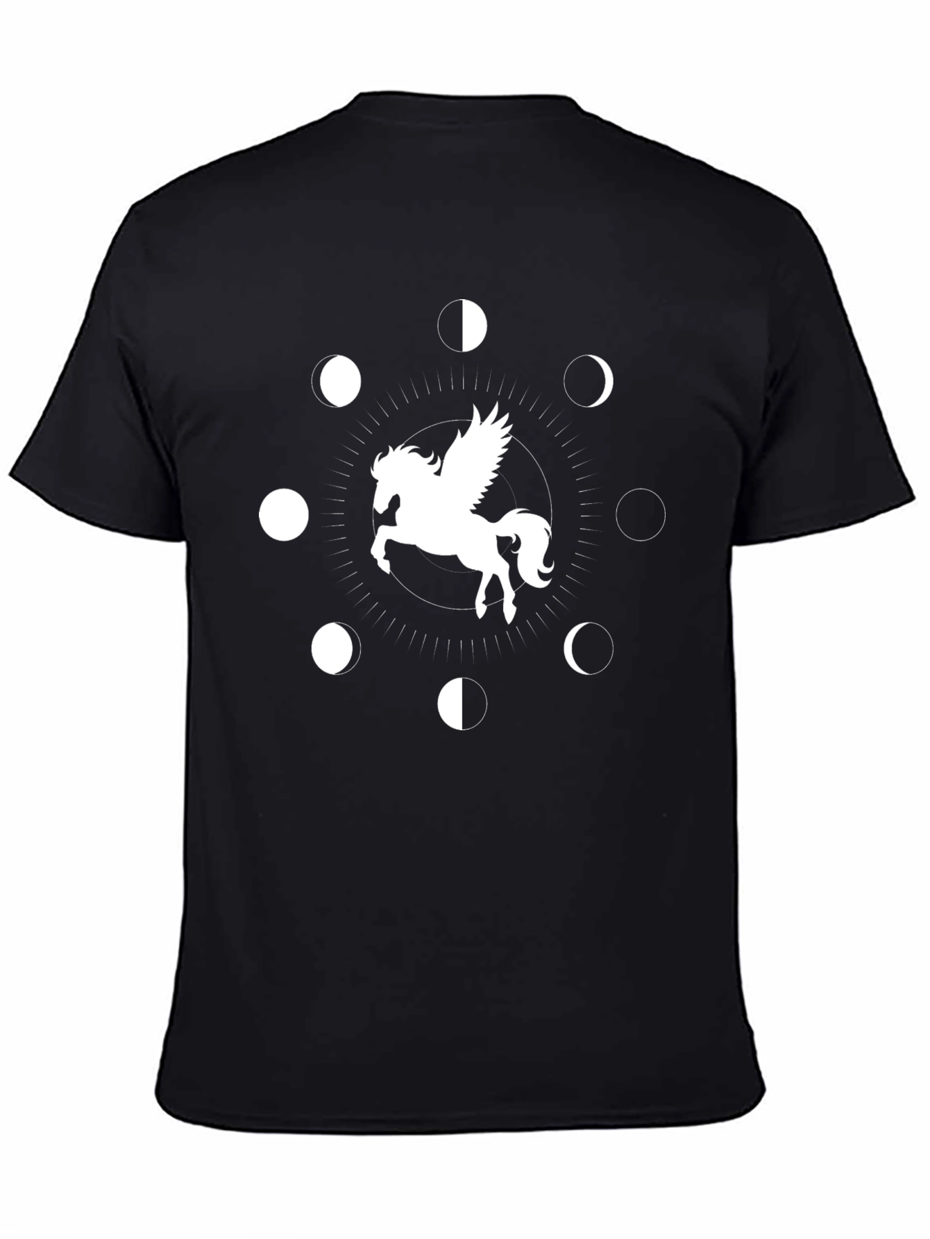 Pegasus & Moon Phases Black Tee