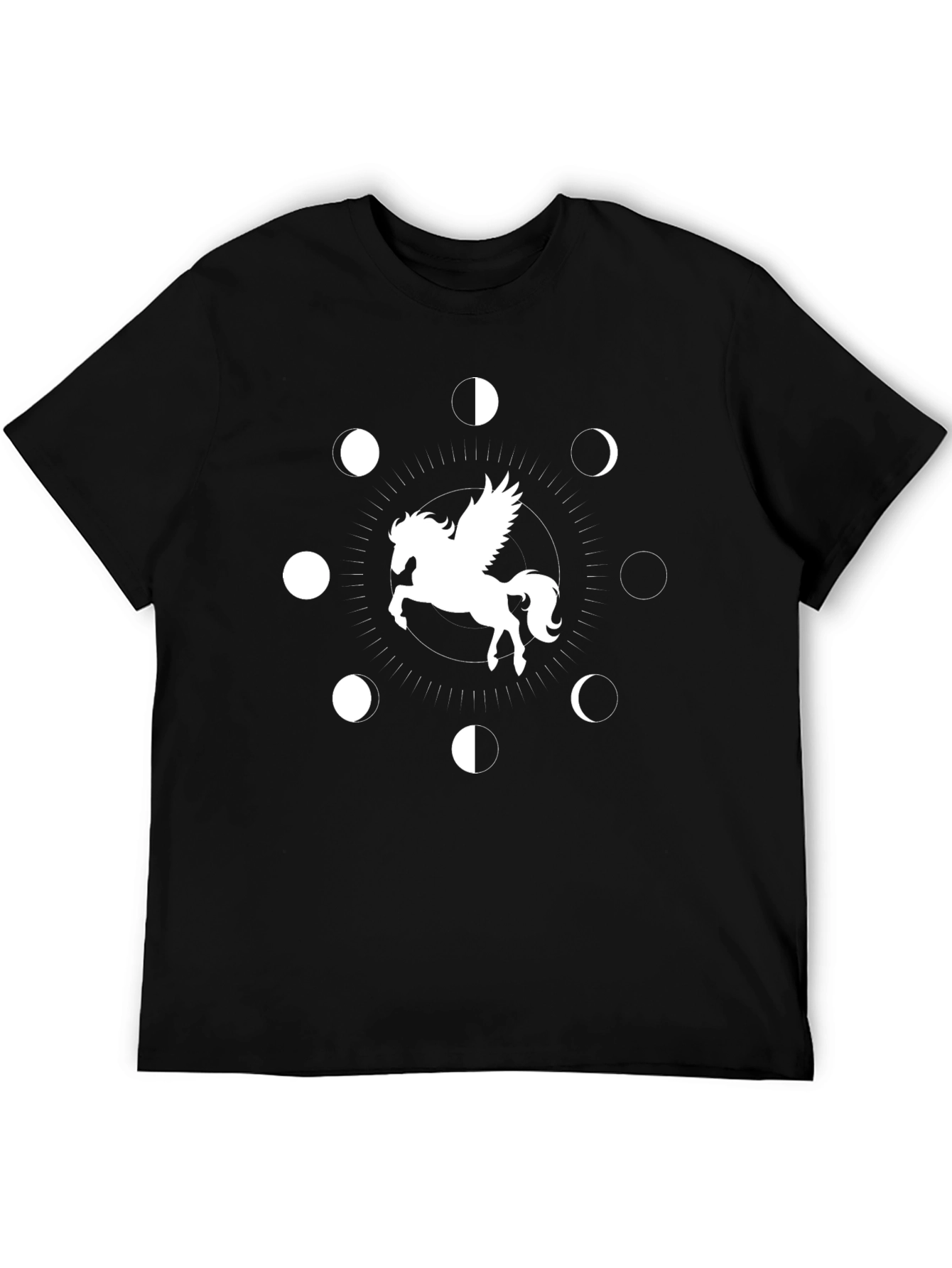 Pegasus & Moon Phases Black Tee