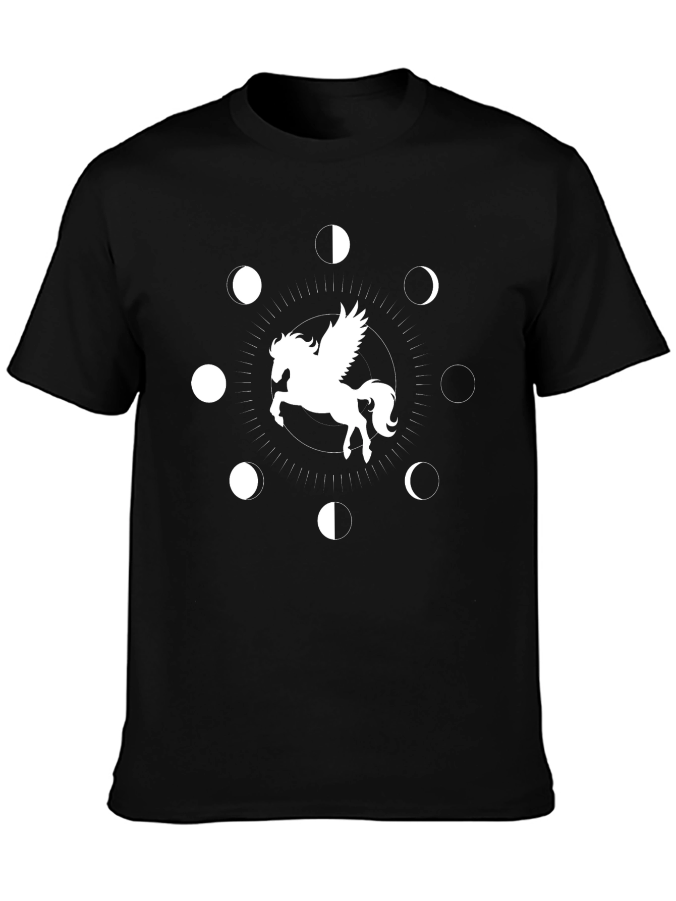 Pegasus & Moon Phases Black Tee