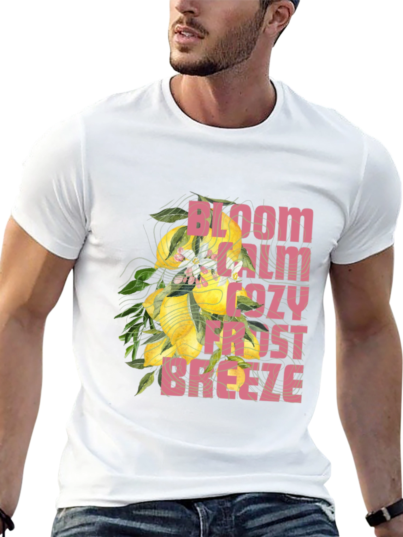 Bloom Calm Cozy Frost Breeze Black Graphic Tee