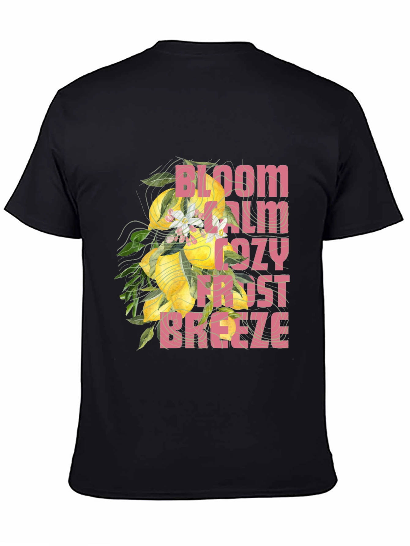 Bloom Calm Cozy Frost Breeze Black Graphic Tee