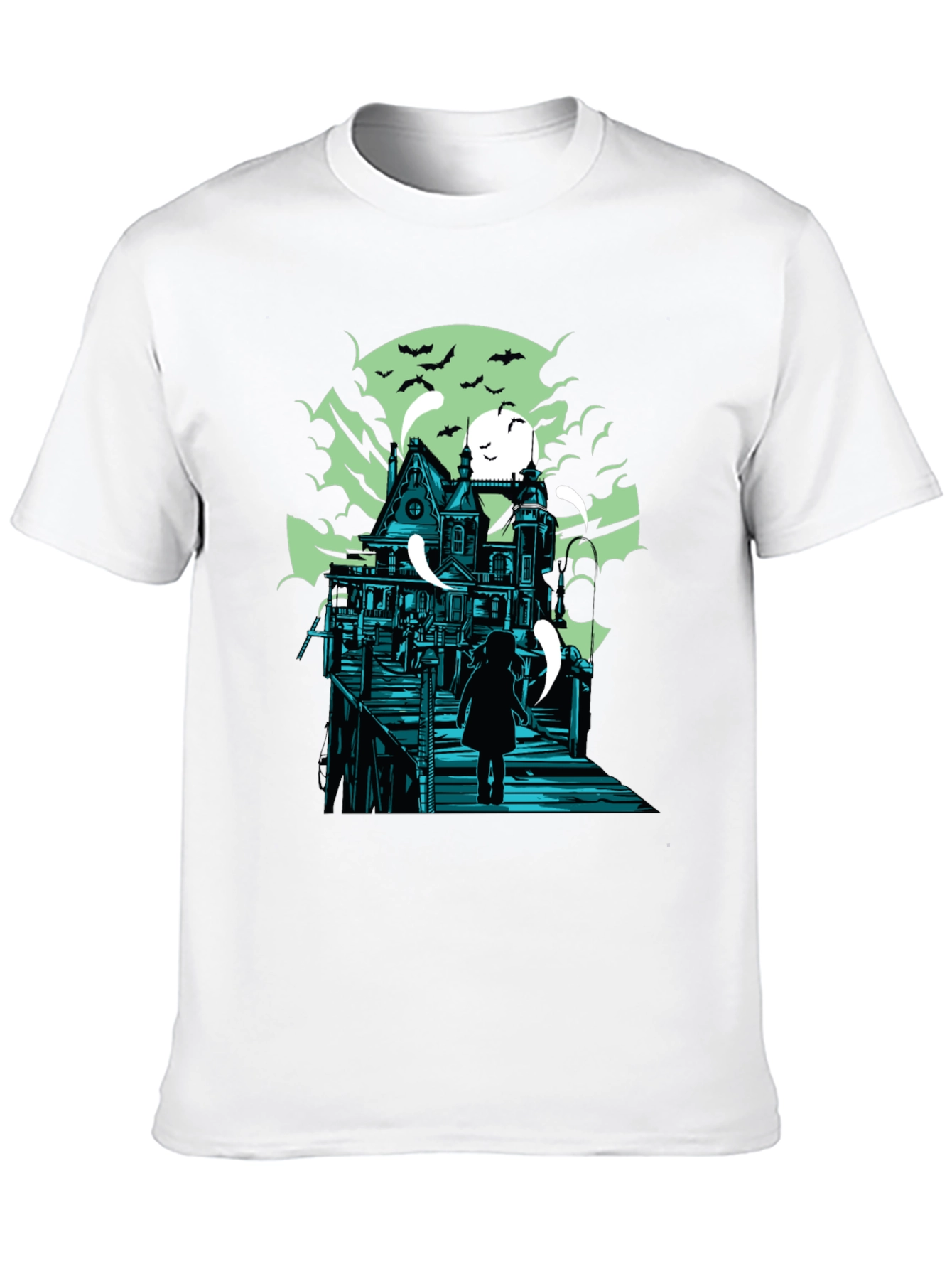 Haunted House Graphic Print T-Shirt