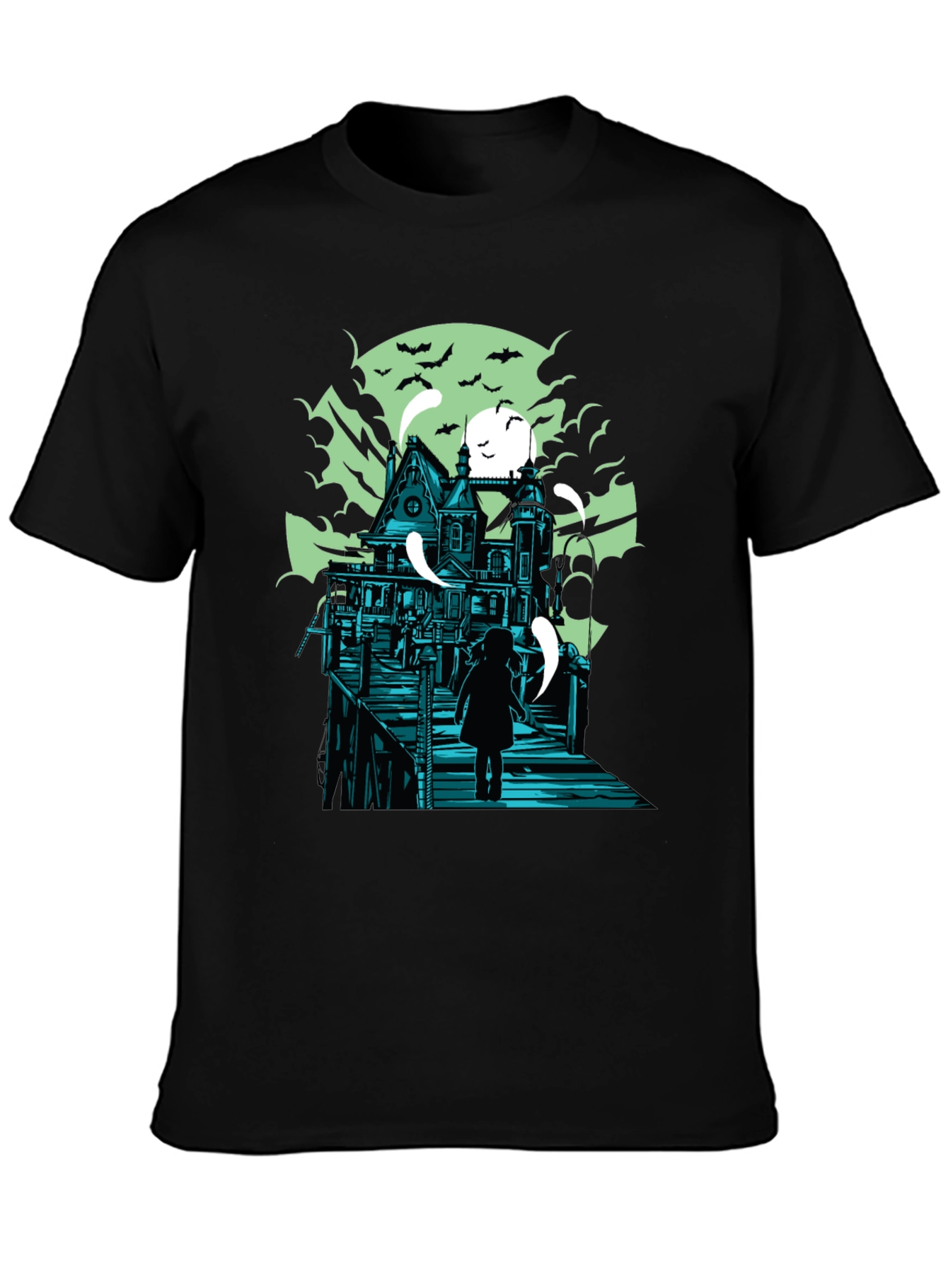 Haunted House Graphic Print T-Shirt
