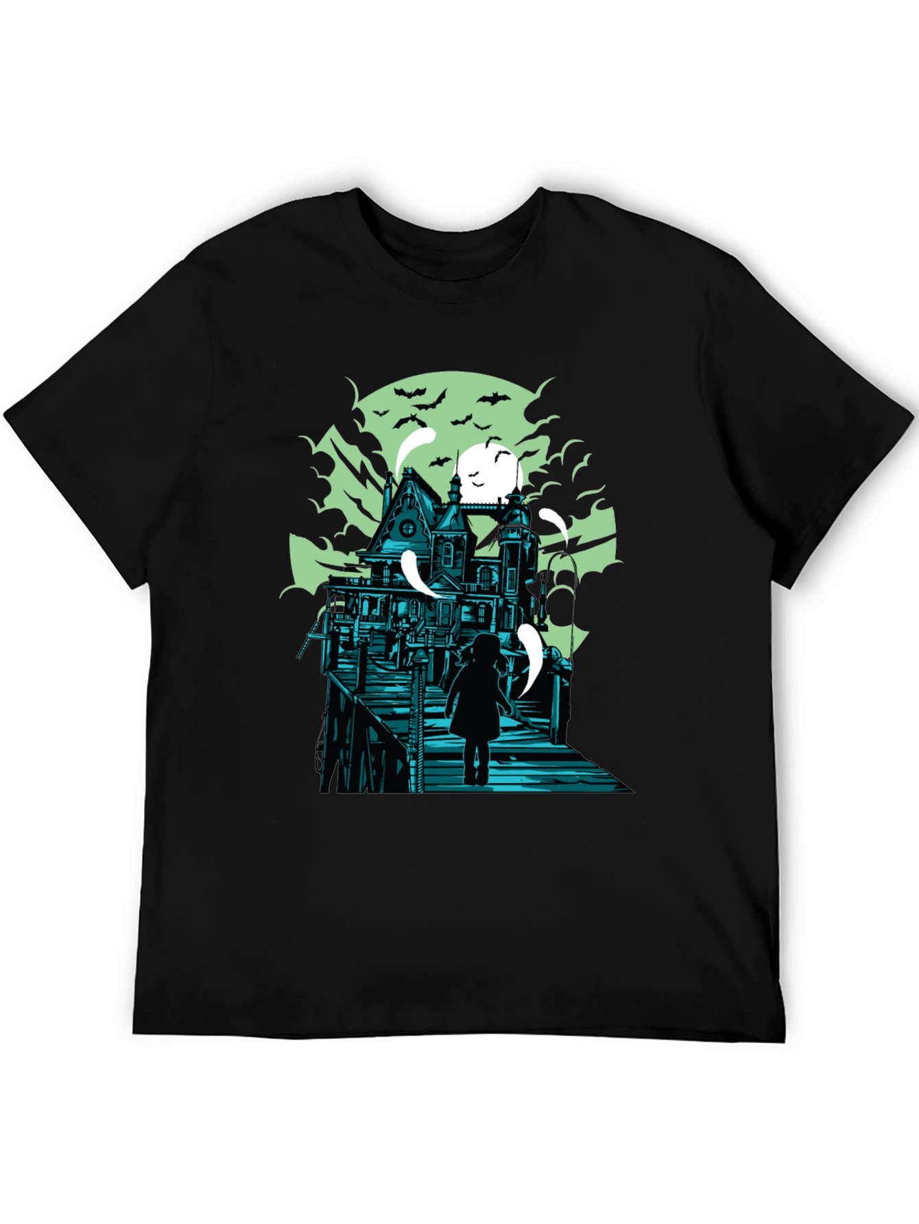 Haunted House Graphic Print T-Shirt