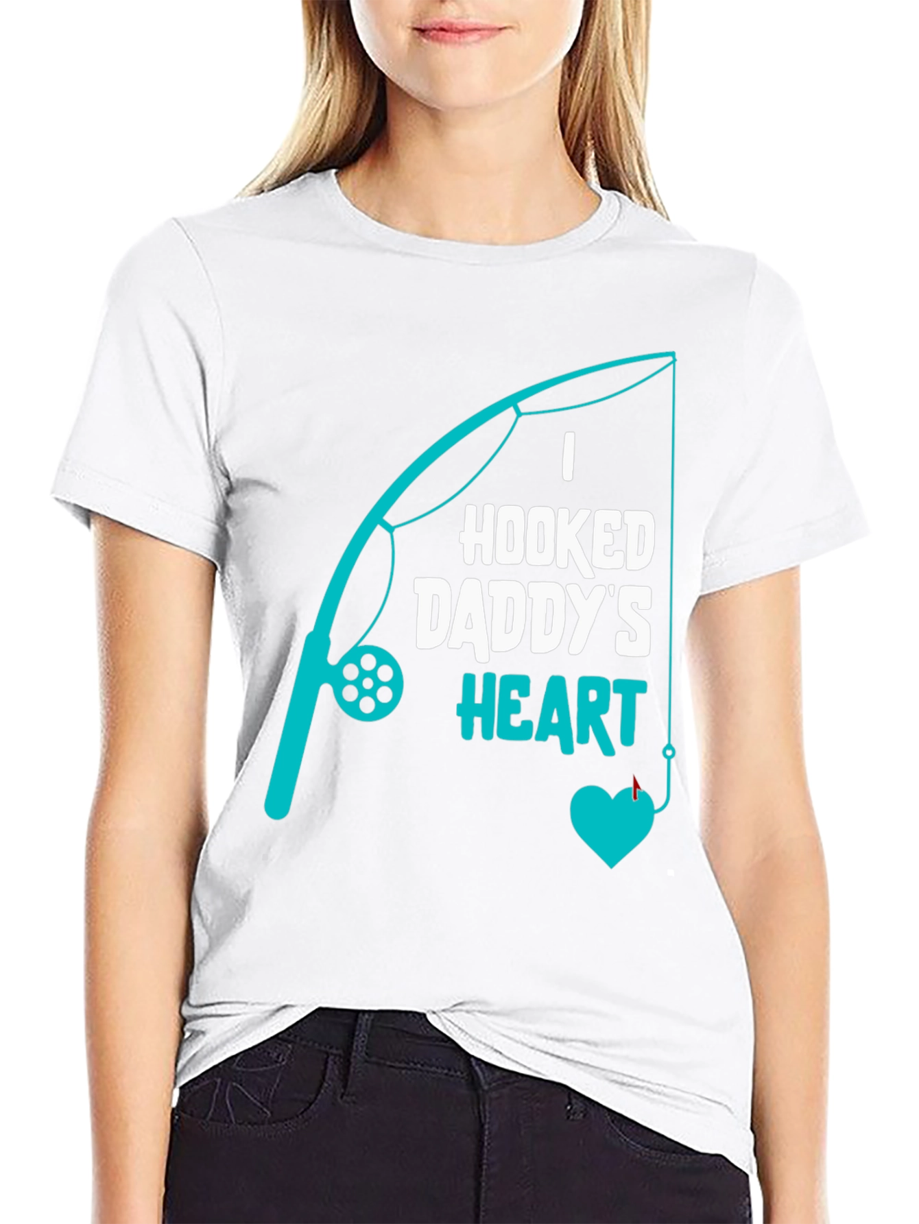 Hooked Daddys Heart Fishing T-Shirt