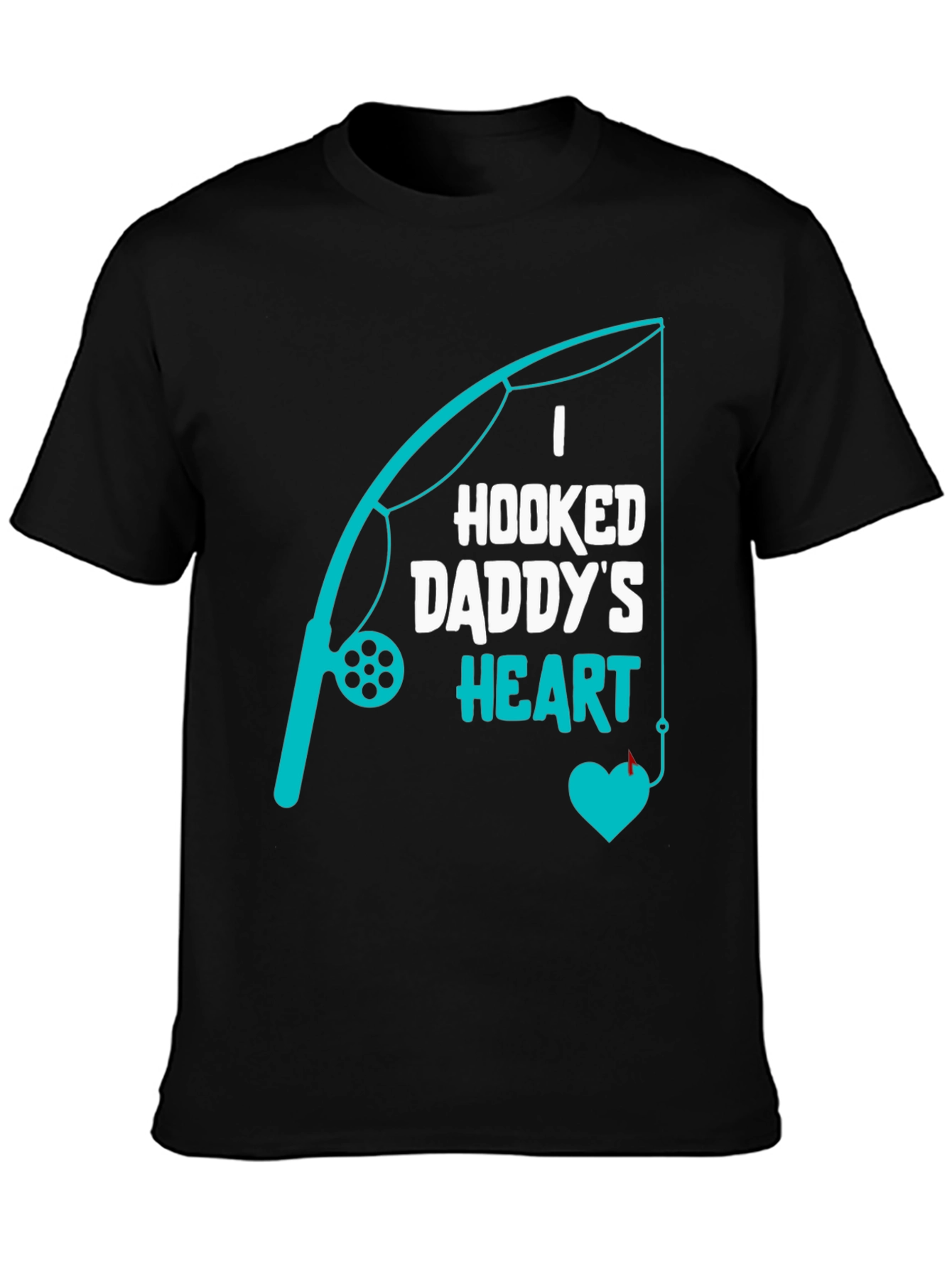 Hooked Daddys Heart Fishing T-Shirt